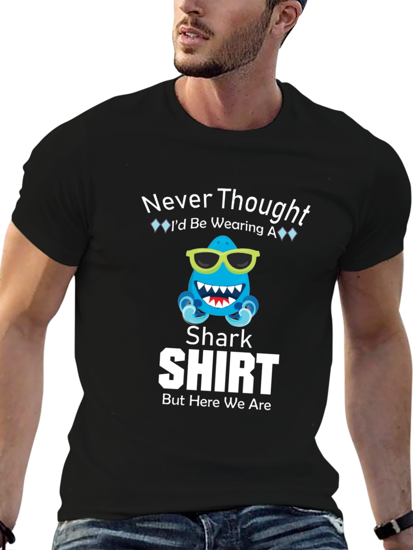 Black Never Thought I'd Be Wearing a Shark T-Shirt view 6