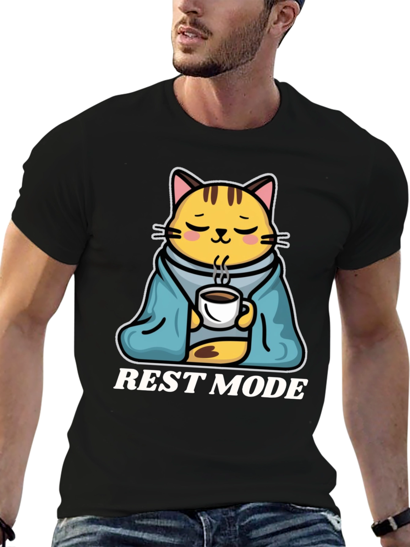 Black Rest Mode Cat T-Shirt view 6