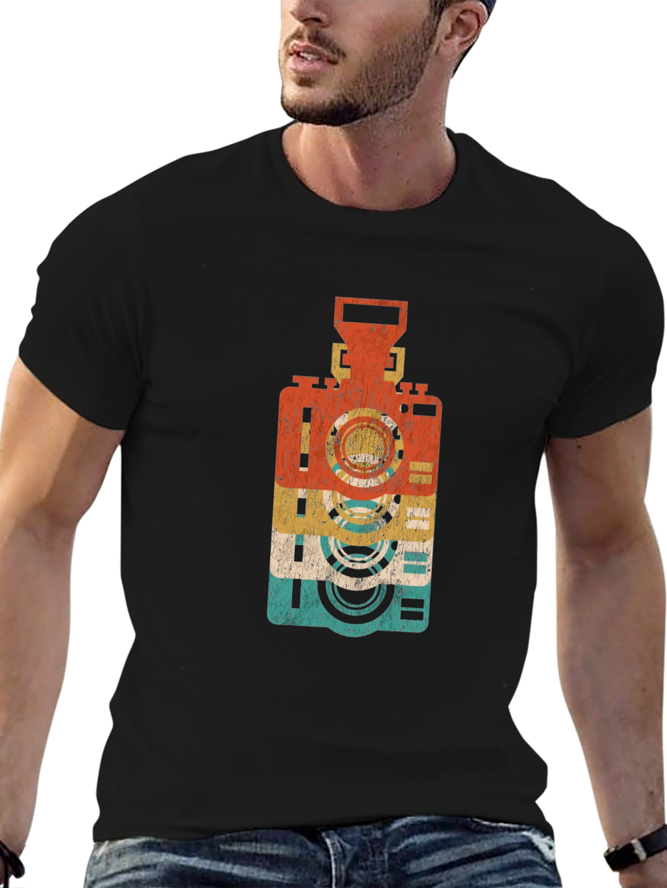 Black Retro Camera Graphic Tee - Cool Vintage Style view 6