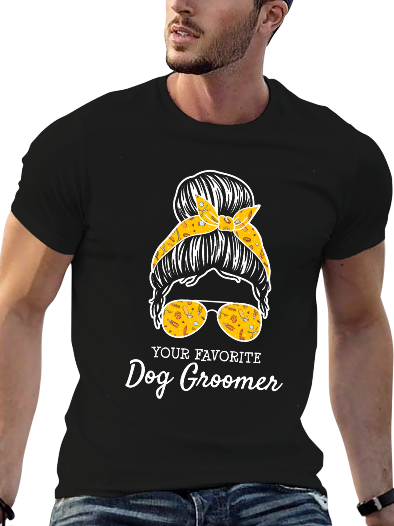Dog Groomer Messy Bun T-Shirt - 6