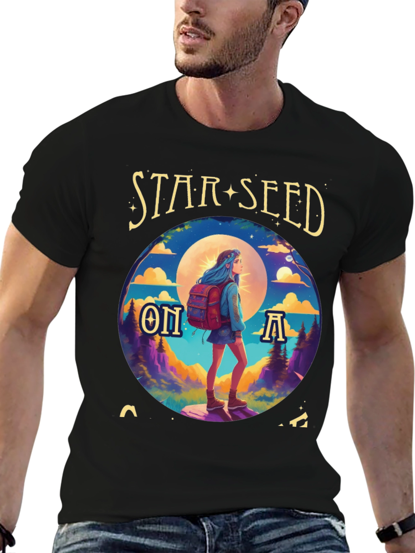 Black Star Seed On A Hike Graphic Tee view 6