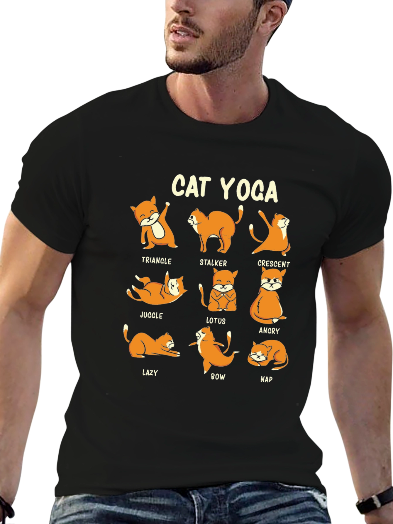 Cat Yoga Poses Graphic Tee - Funny Yoga Shirt - 6