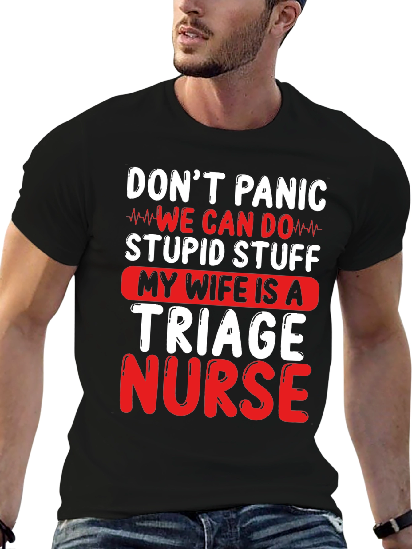 Black Don't Panic Triage Nurse Graphic Tee view 6