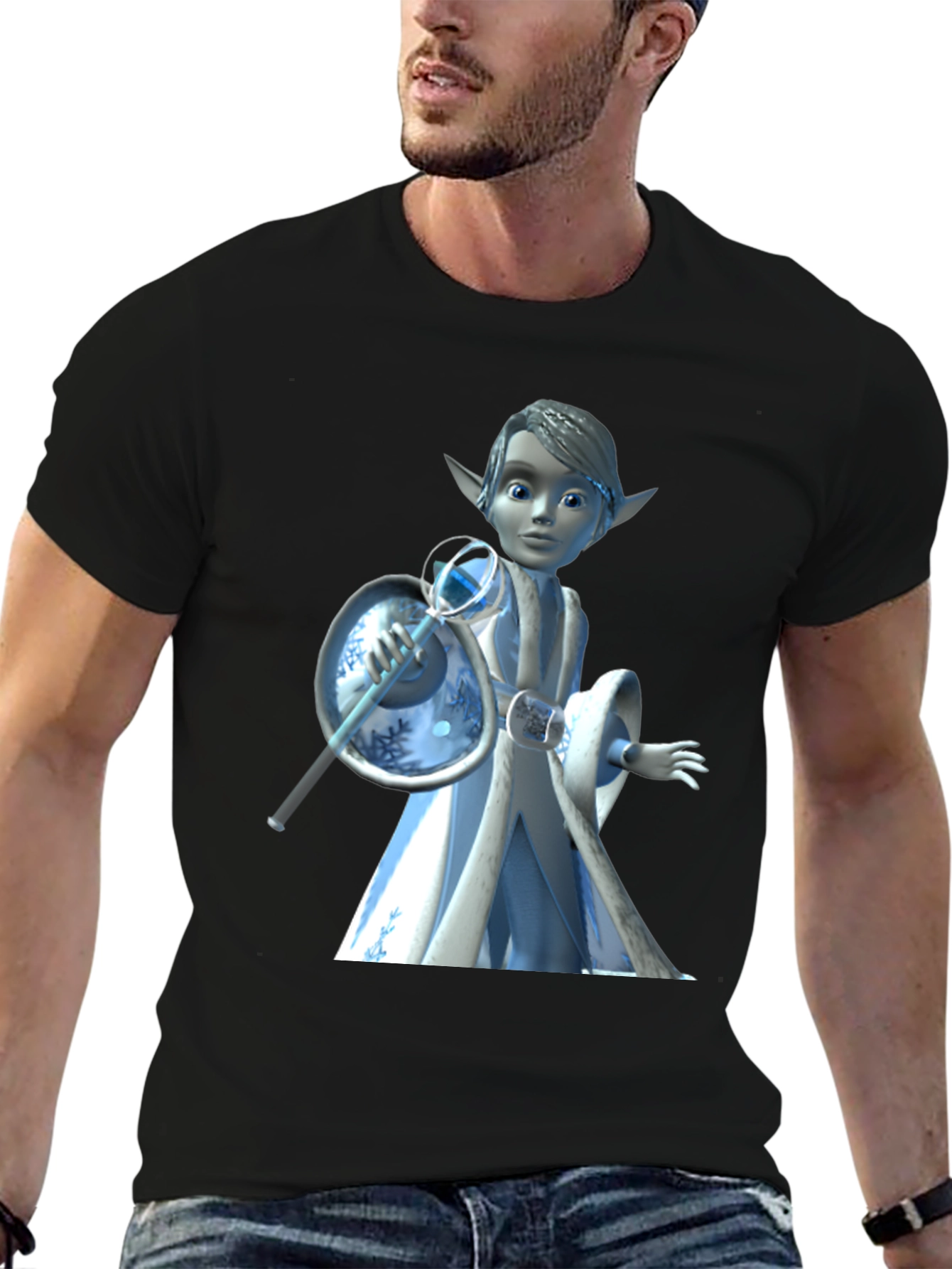 Black Cartoon Character Graphic Tee - Black T-Shirt view 6