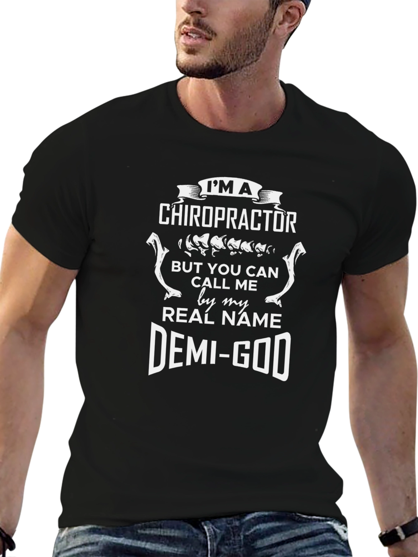 Black Chiropractor Demi-God Graphic T-Shirt - Black view 6