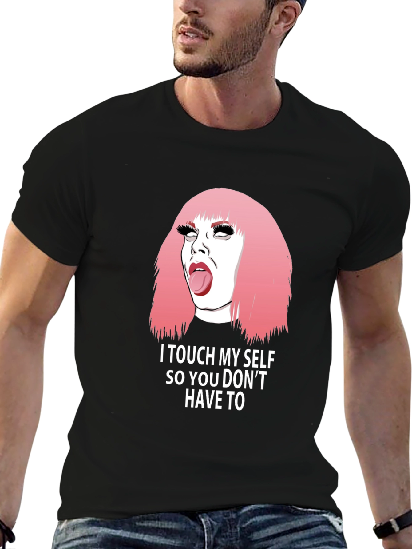 Black Humorous "I Touch Myself" Graphic Tee view 6