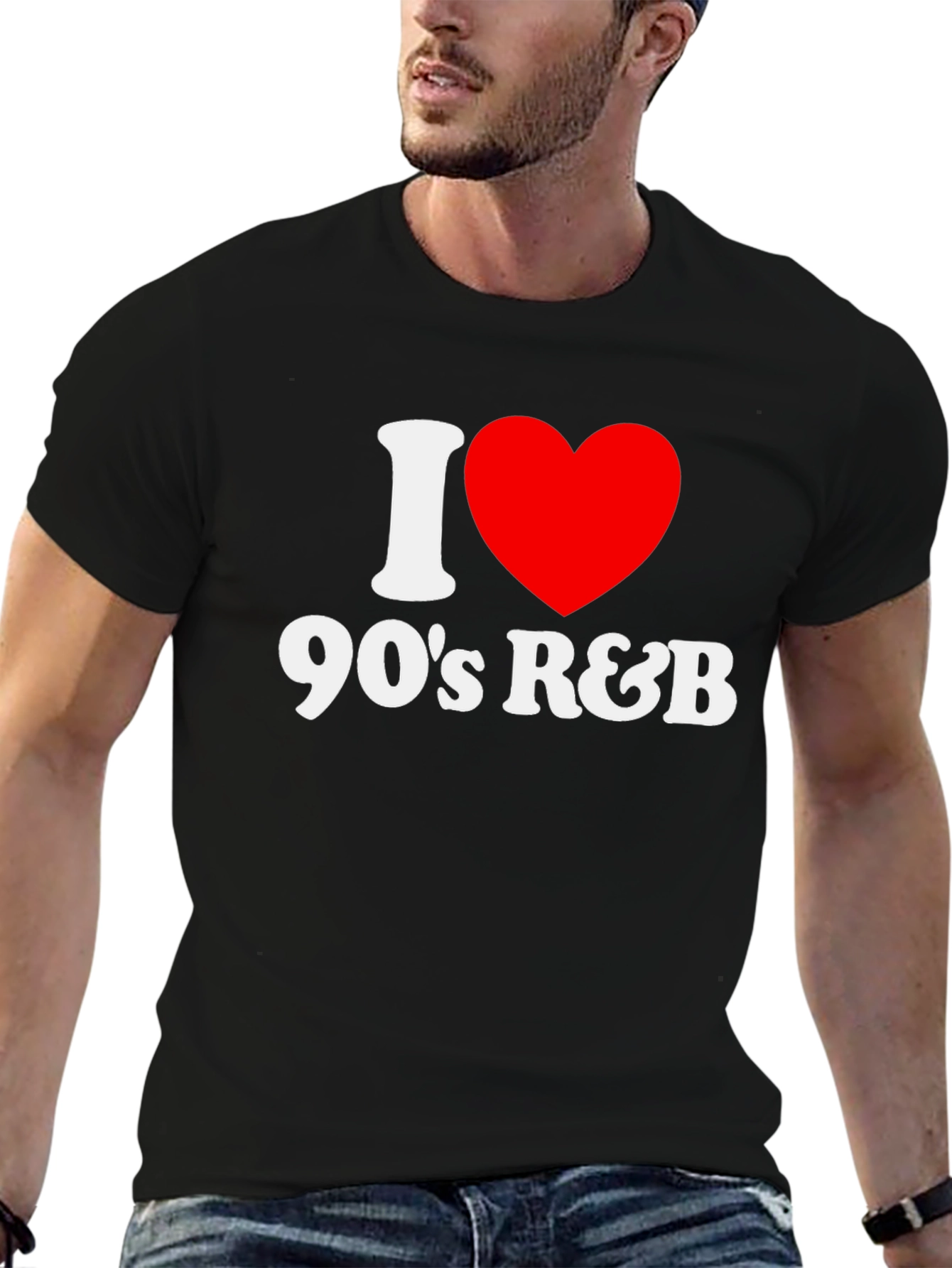 Black I Heart 90s R&B Black T-Shirt view 6