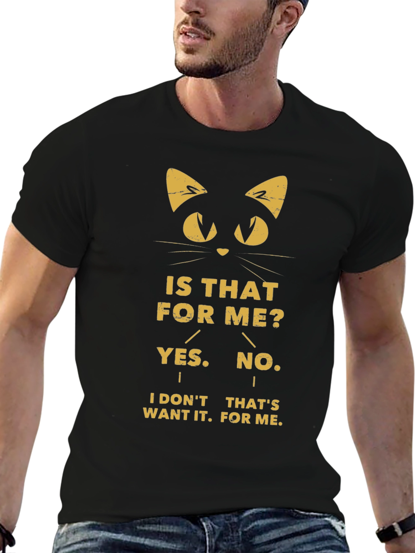 Black Humorous Cat Graphic T-Shirt view 6