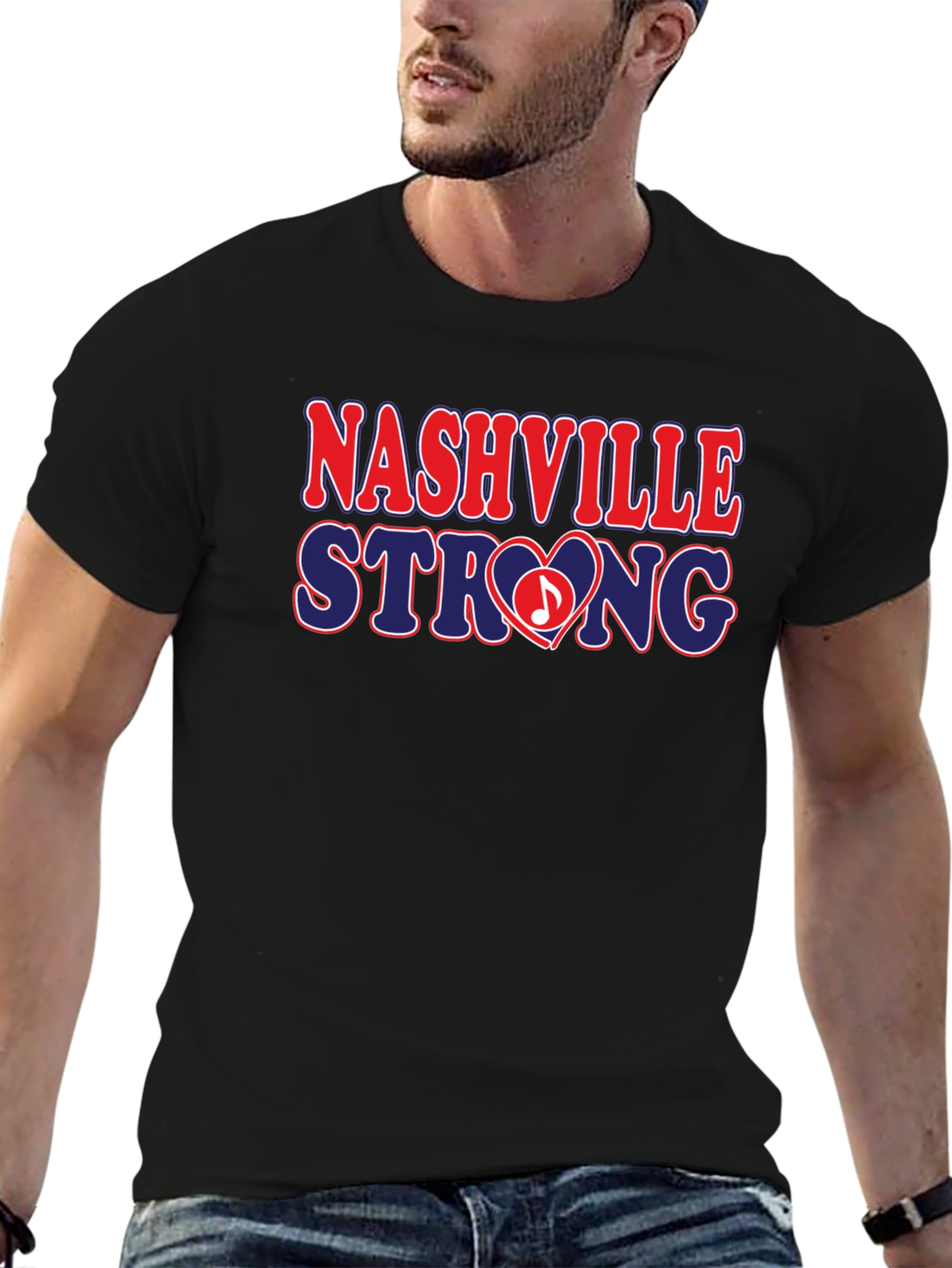 Black Nashville Strong Graphic T-Shirt view 6