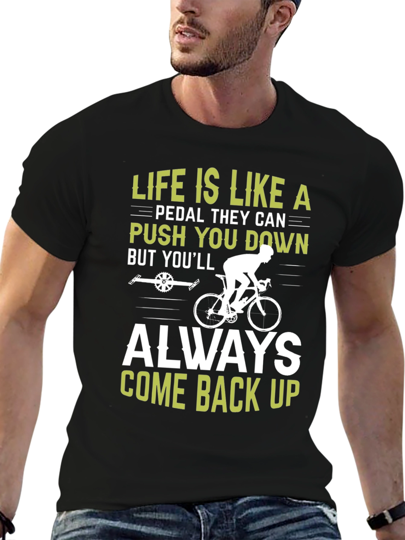 Black Life Is Like A Pedal T-Shirt Cycling Motivational Tee view 6