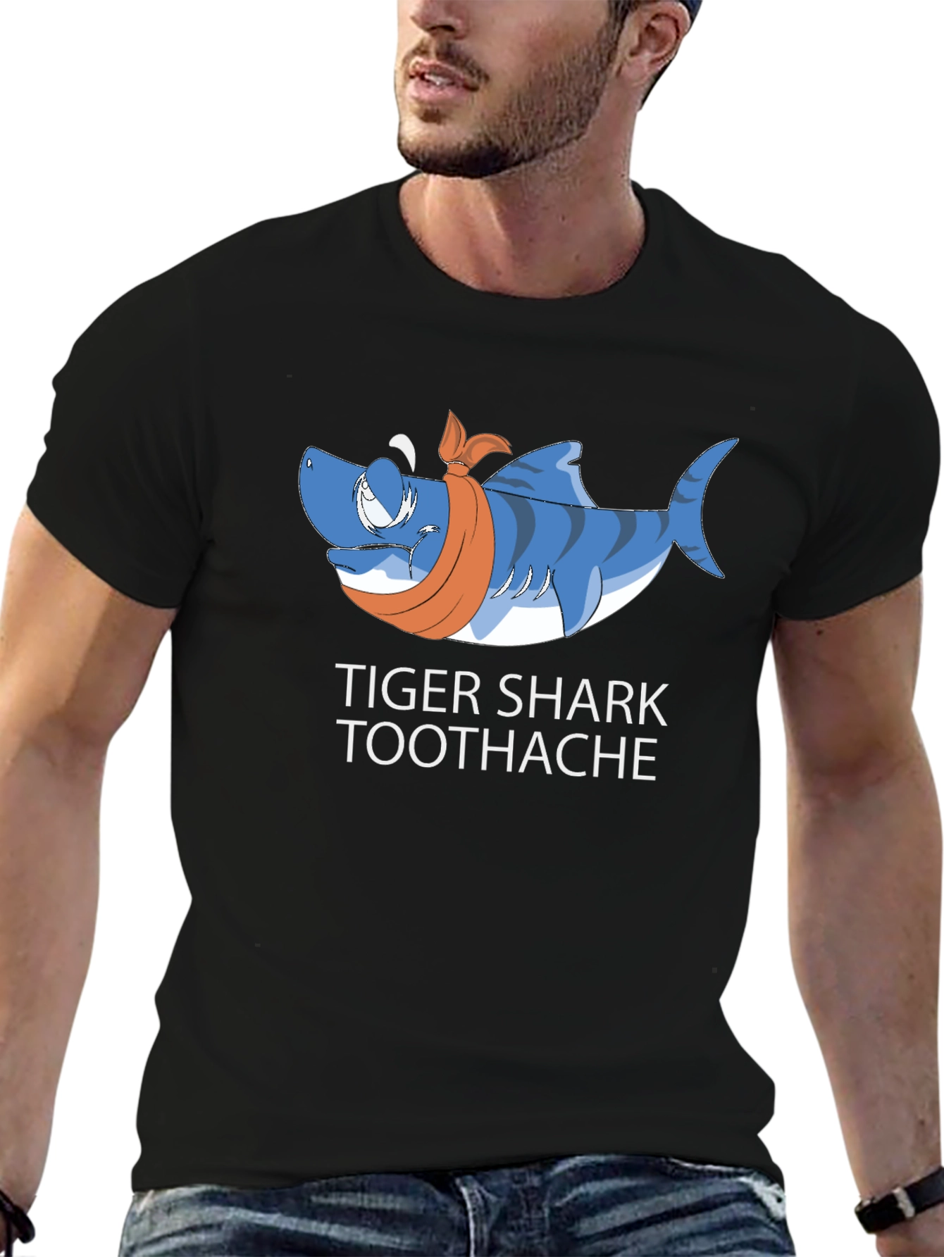 Black Tiger Shark Toothache Black T-Shirt view 6