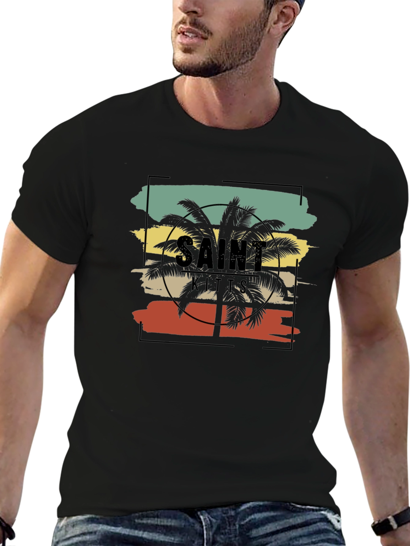 Black Saint Kitts Palm Tree Graphic Tee view 6