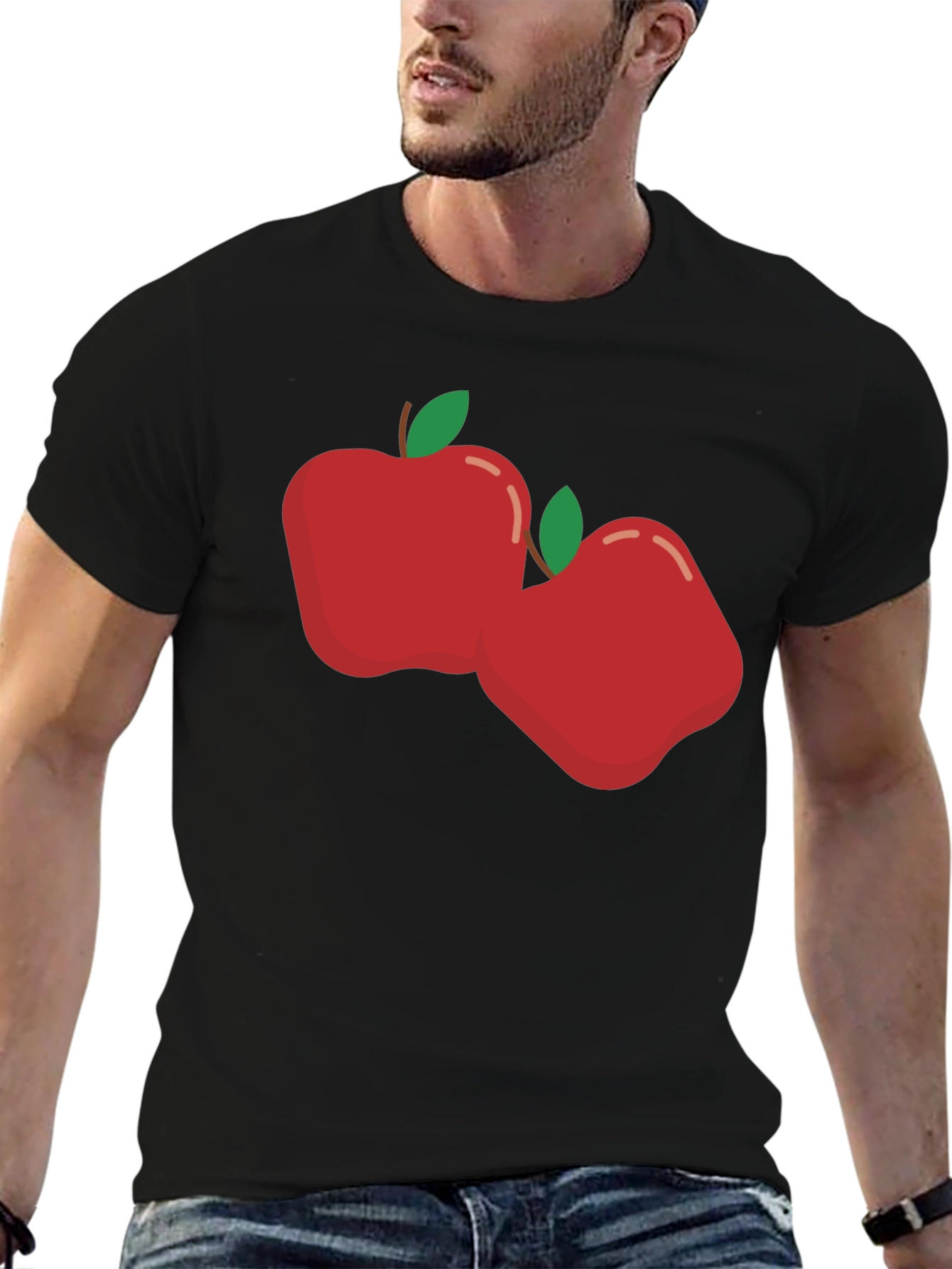 Black Bold Apple Graphic Tee - Soft & Stylish Black T-Shirt view 6