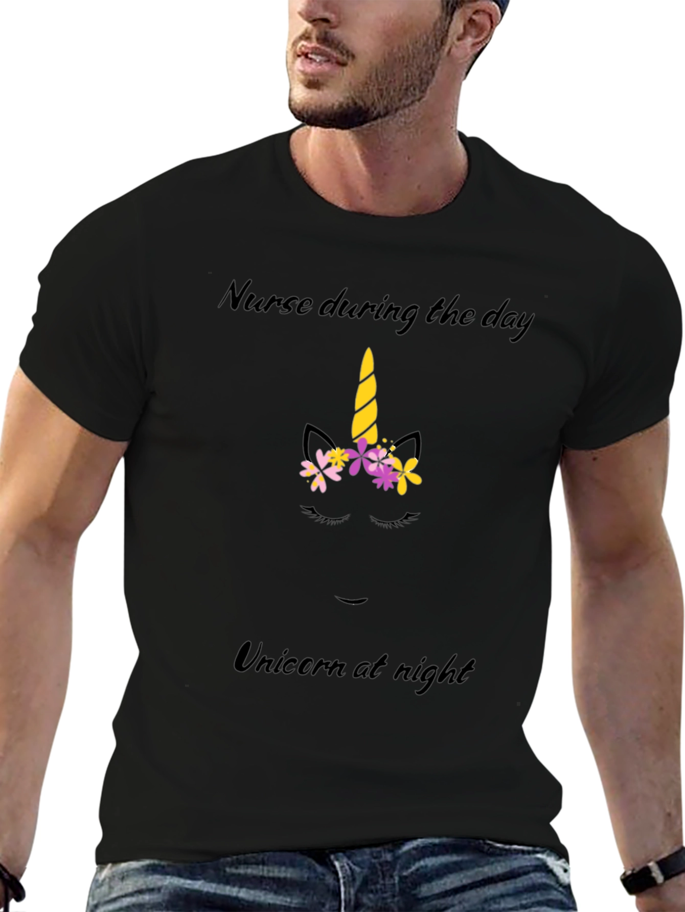 Black Nurse by Day, Unicorn by Night T-Shirt view 6