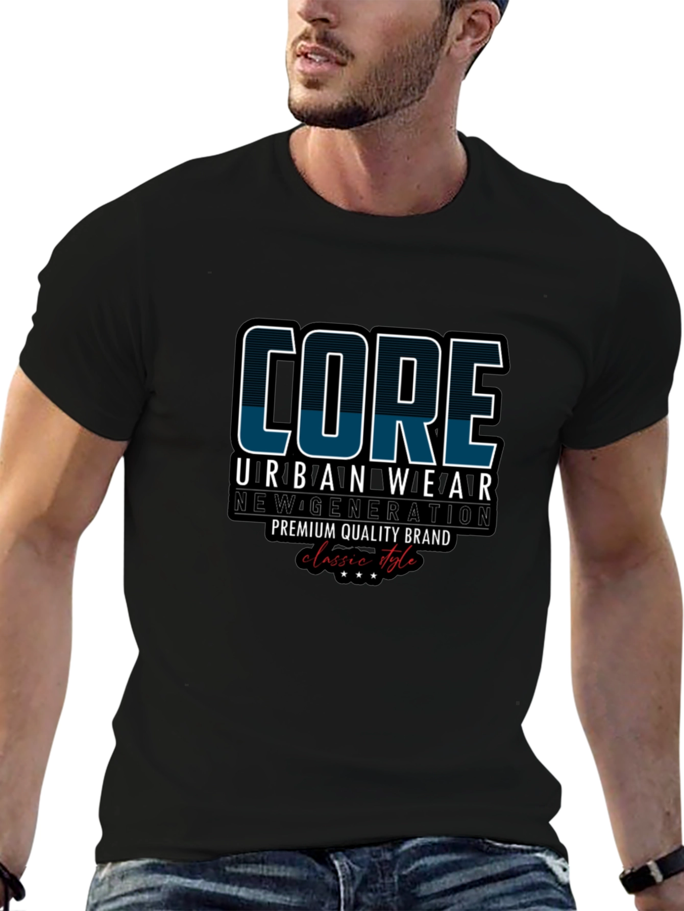 Black Core Urban Wear Black Graphic T-Shirt view 6