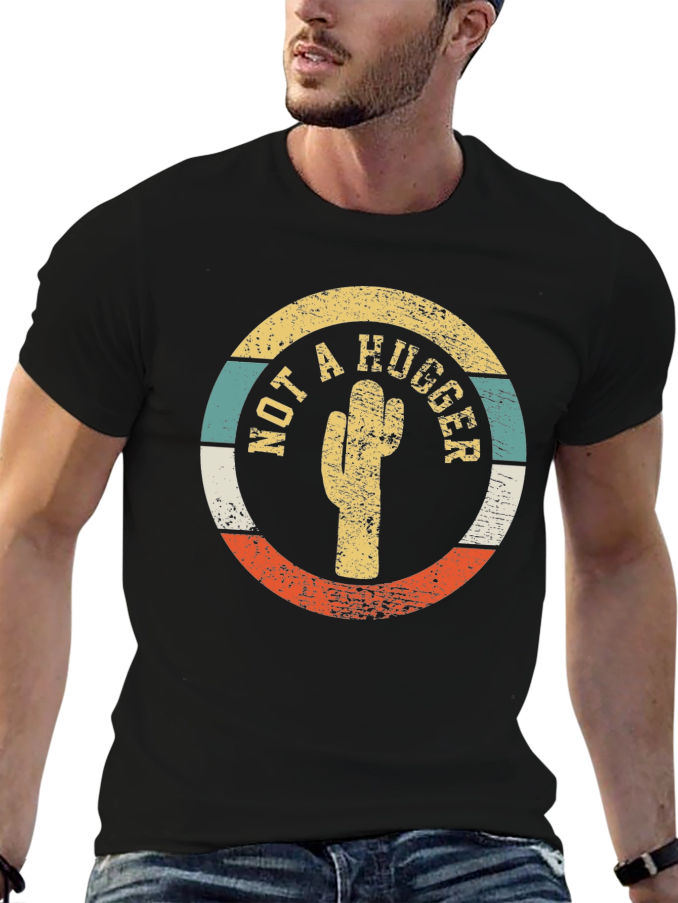 Black Not A Hugger Cactus Graphic Tee view 6