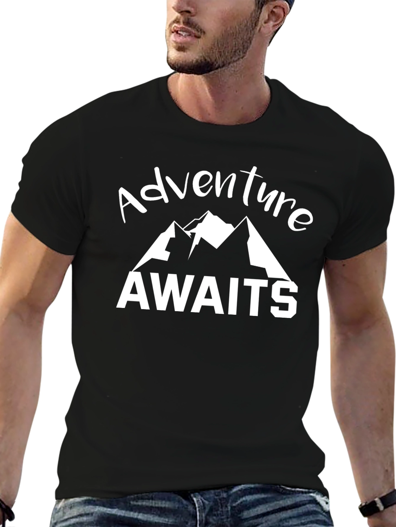 Black Adventure Awaits Graphic T-Shirt - Black view 6