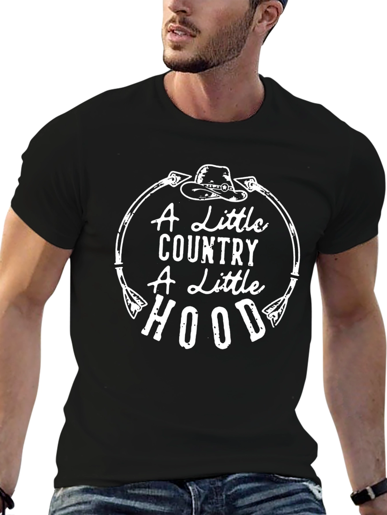 Black Country Hood T-Shirt: Western Graphic Tee view 6