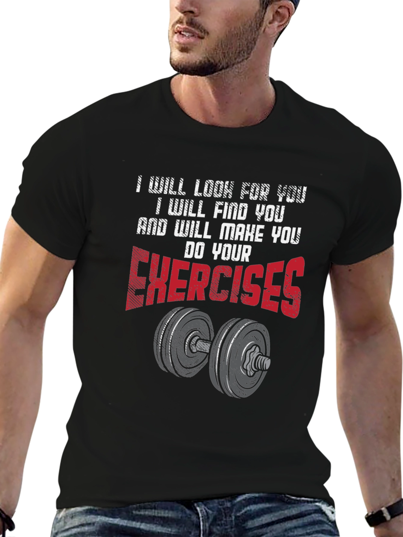 Black Exercise Motivation Graphic T-Shirt view 6