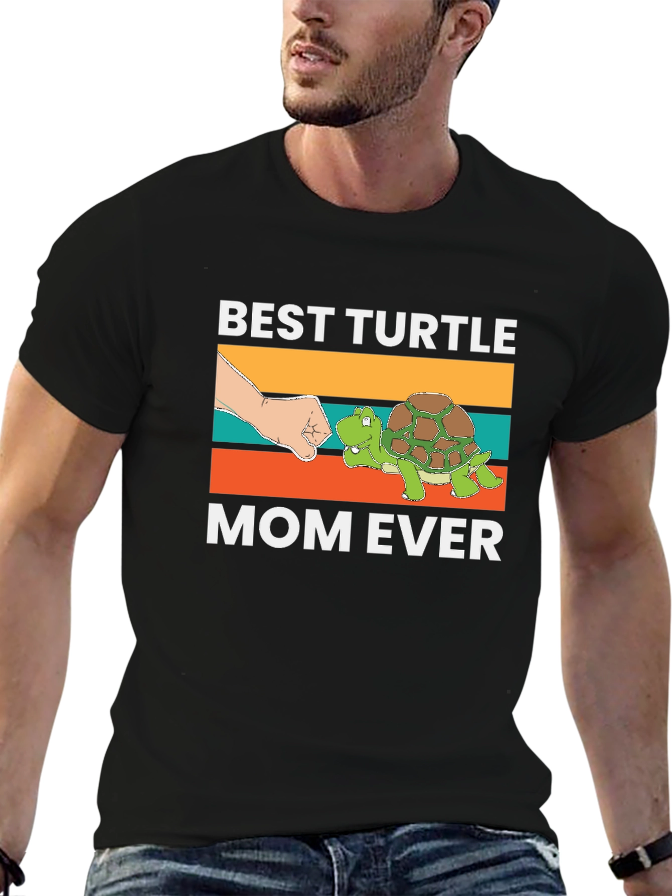 Black Best Turtle Mom Ever T-Shirt view 6