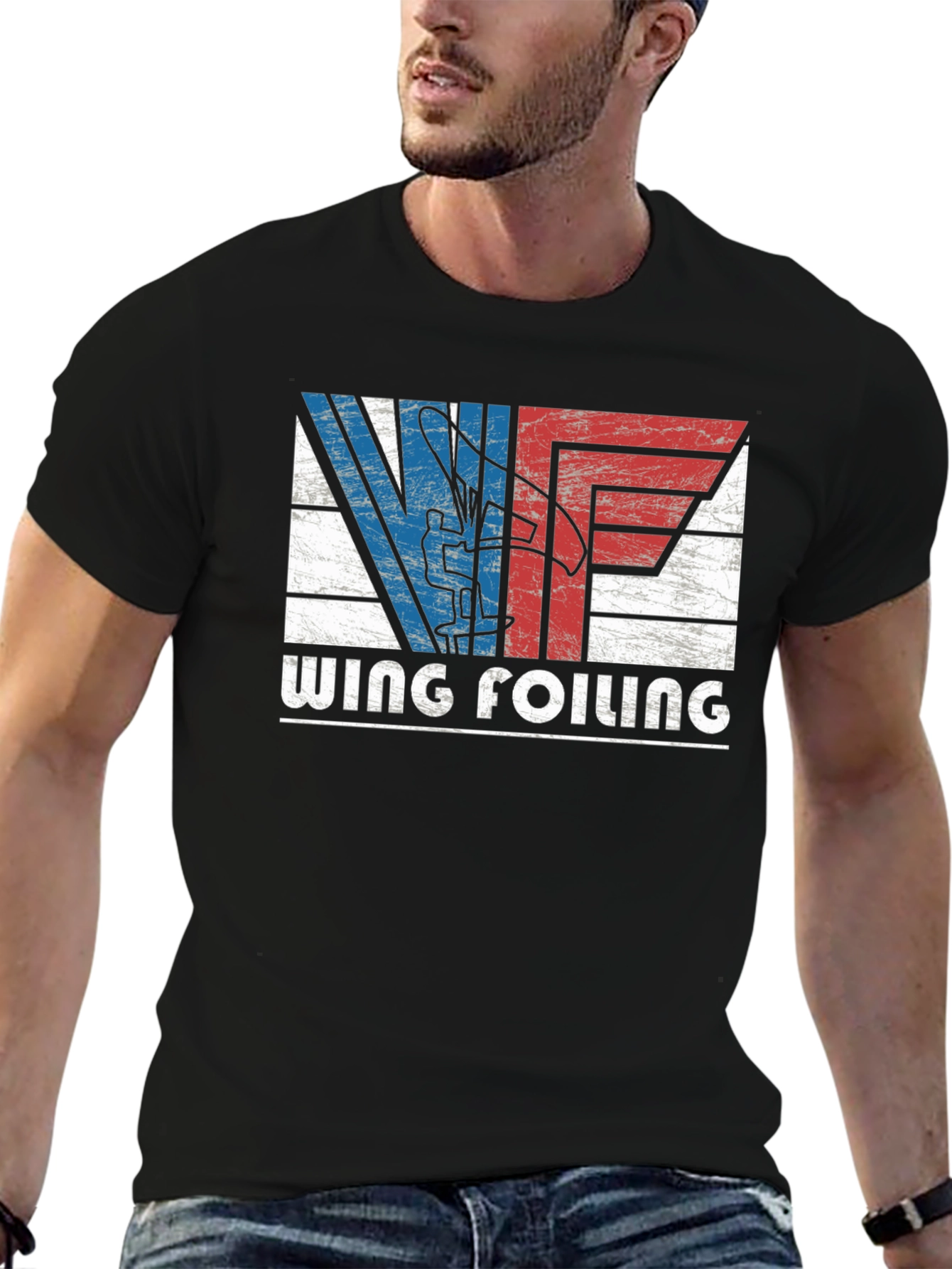 Black Wing Foiling T-Shirt | Retro Style view 6