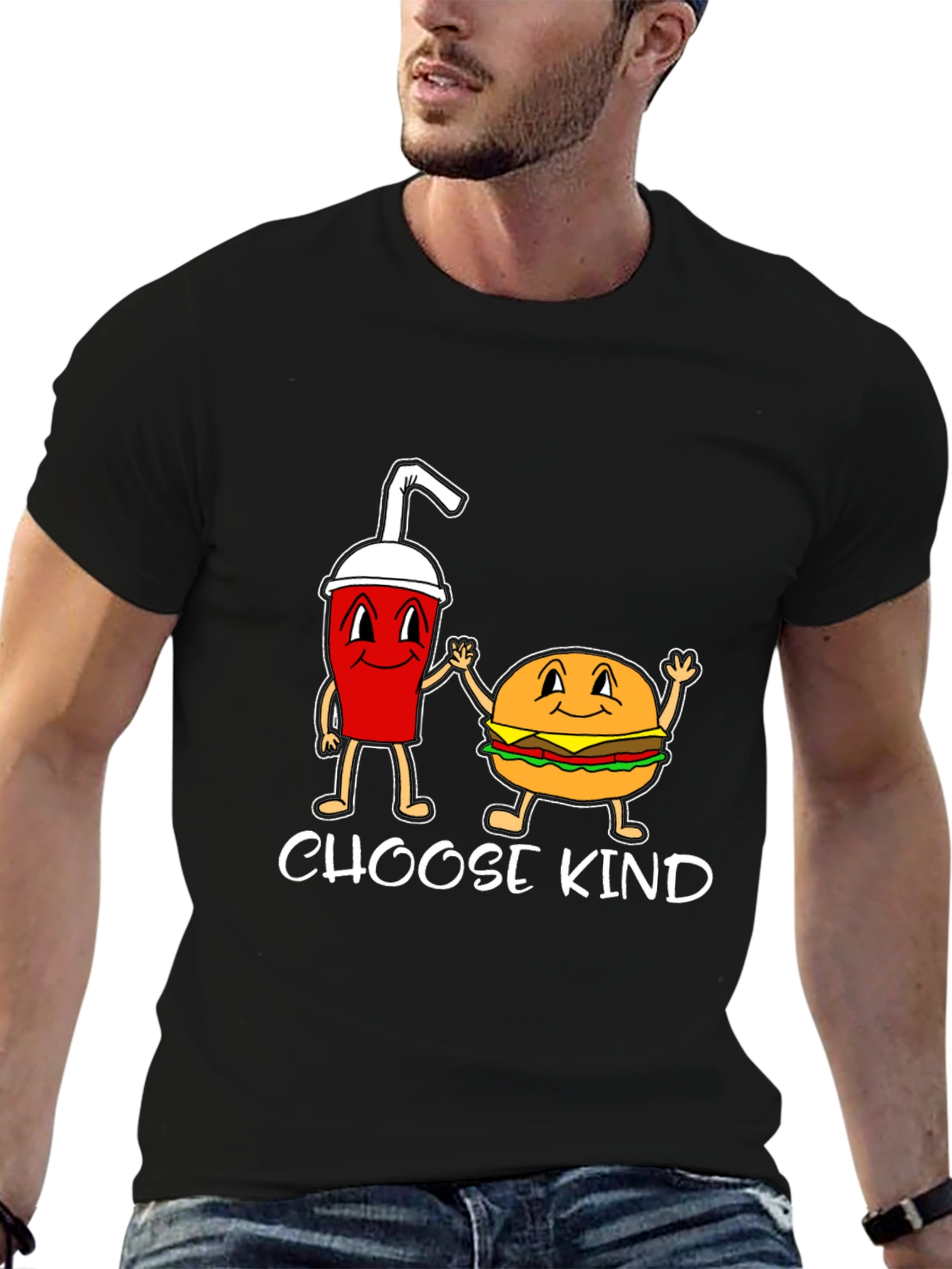 Black Choose Kind Burger & Drink Graphic Tee view 6