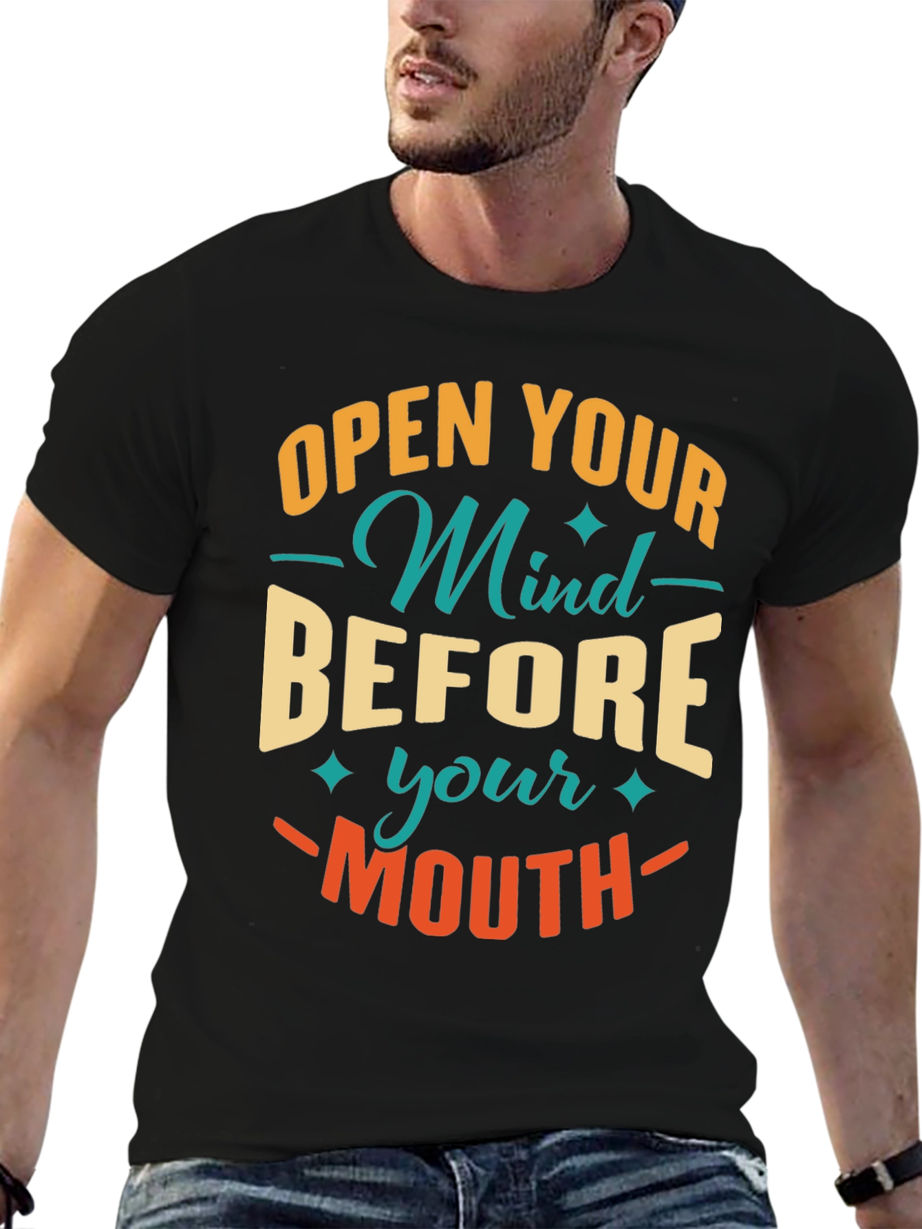 Black Open Mind Graphic Tee - Unisex view 6
