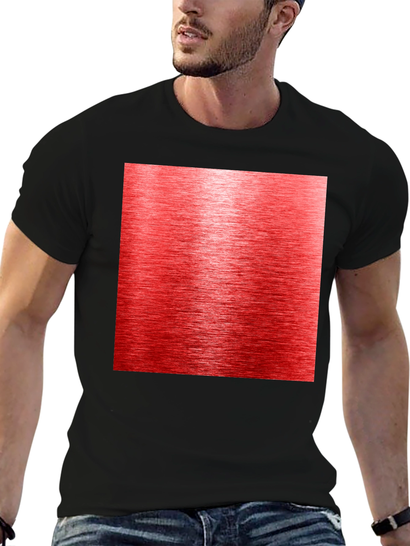 Black Red Metallic Texture Black T-Shirt view 6