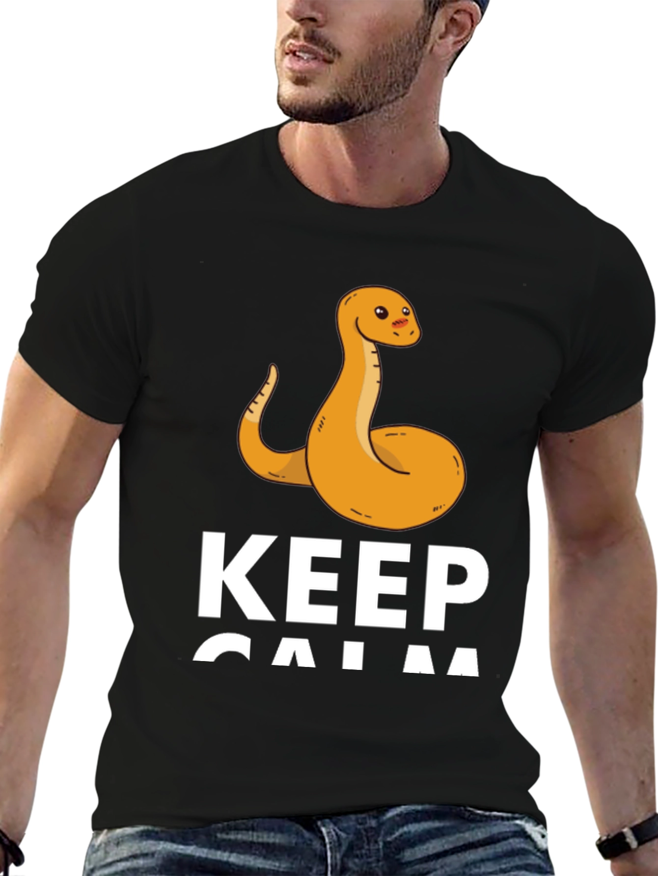 Black Keep Calm Snake Tee - Men's Black T-Shirt view 6