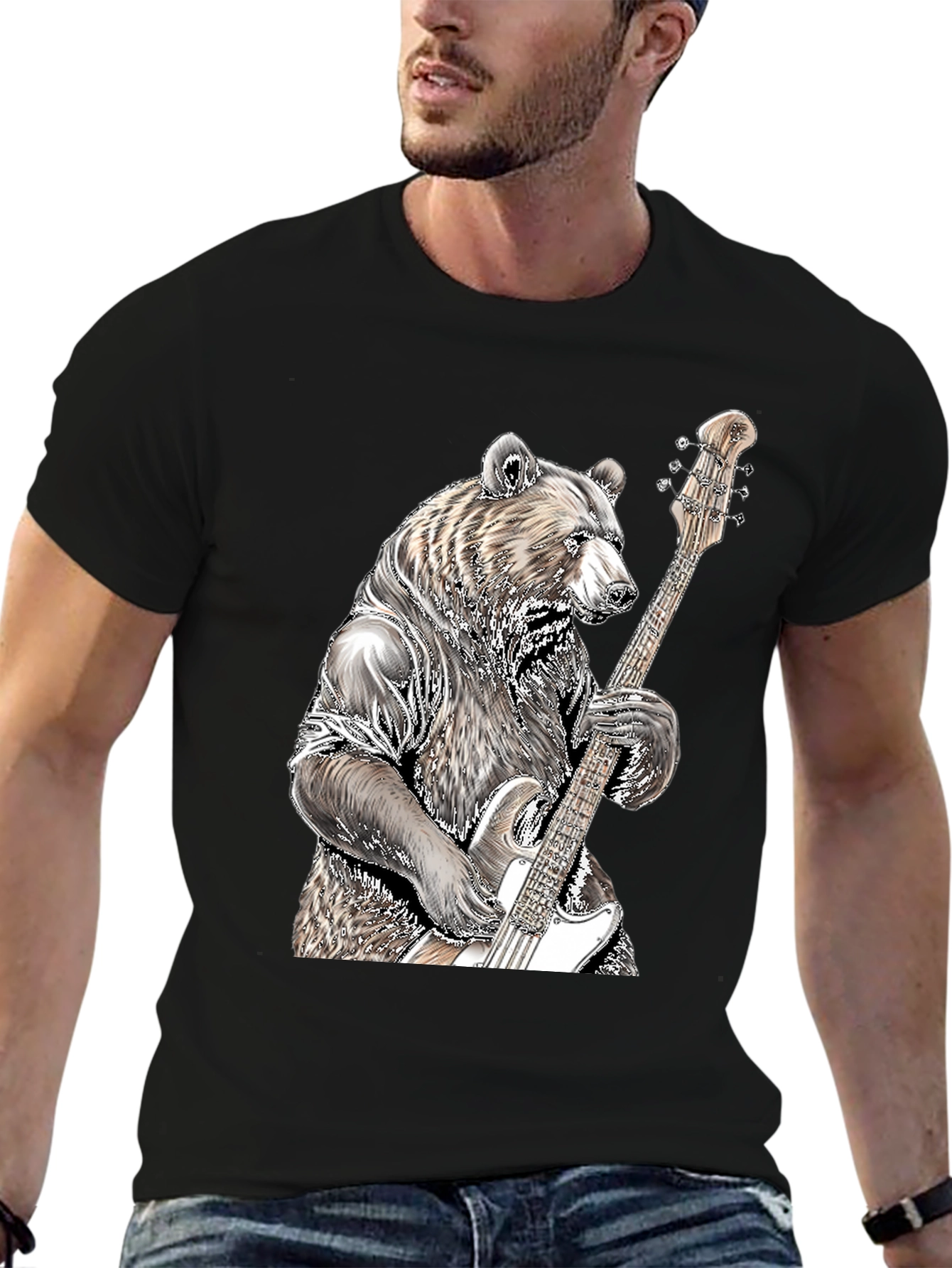 Black Bear Bass Guitar T-Shirt view 6
