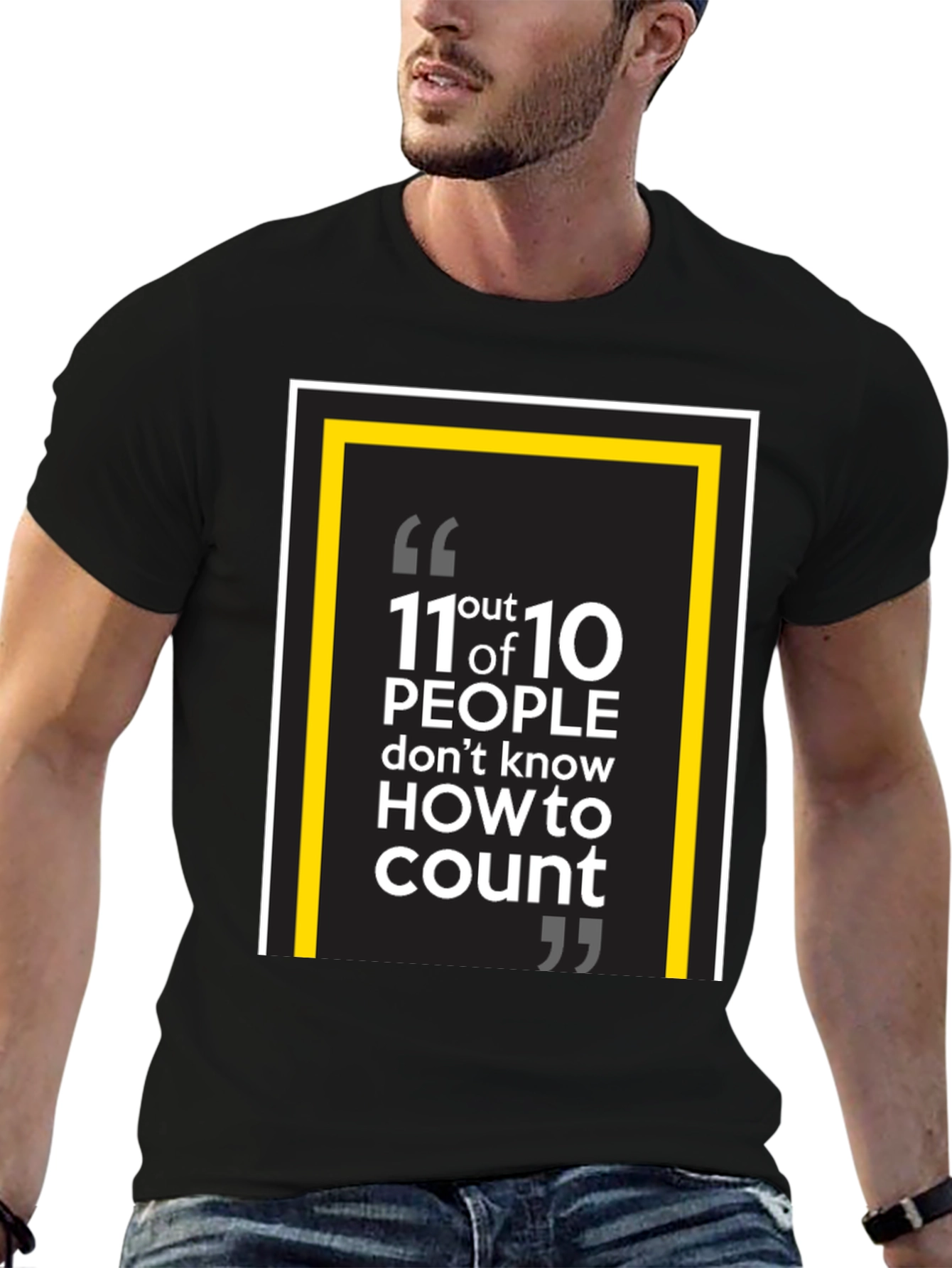 Black 11 out of 10 People Funny Graphic Tee view 6