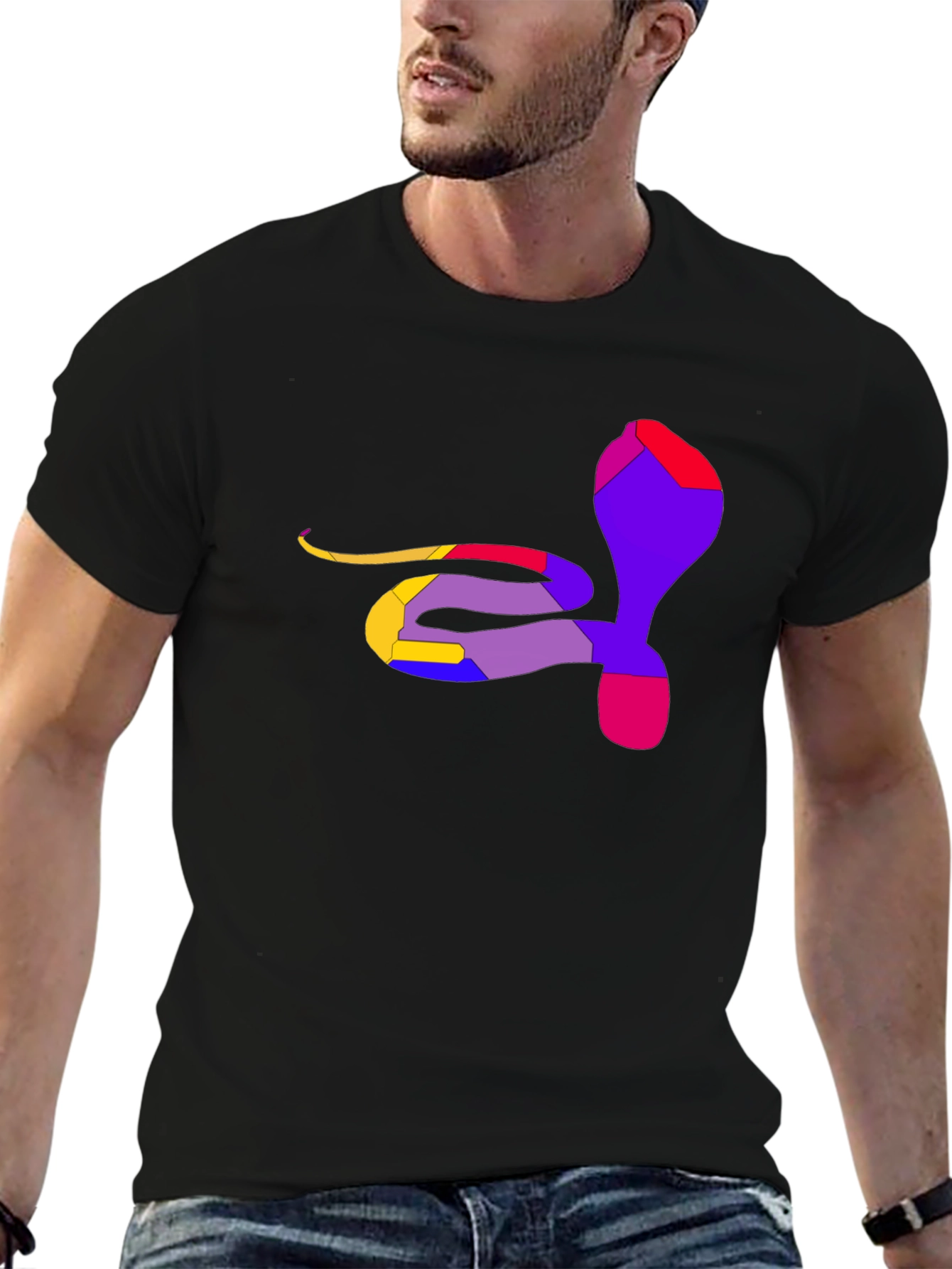 Abstract Cobra Graphic Tee - Men's Black T-Shirt - 6