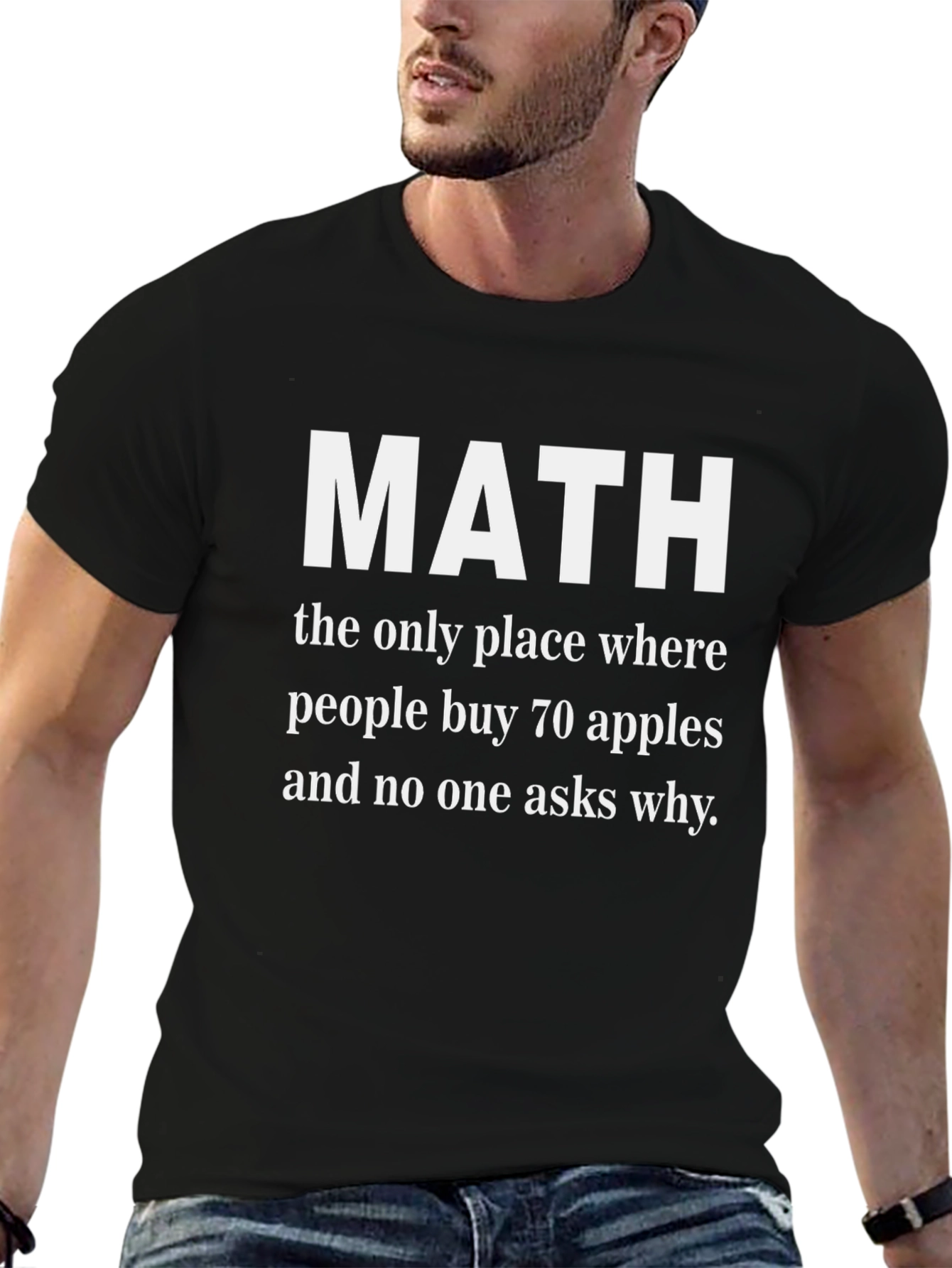 Black Math Humor Graphic T-Shirt - 70 Apples view 6