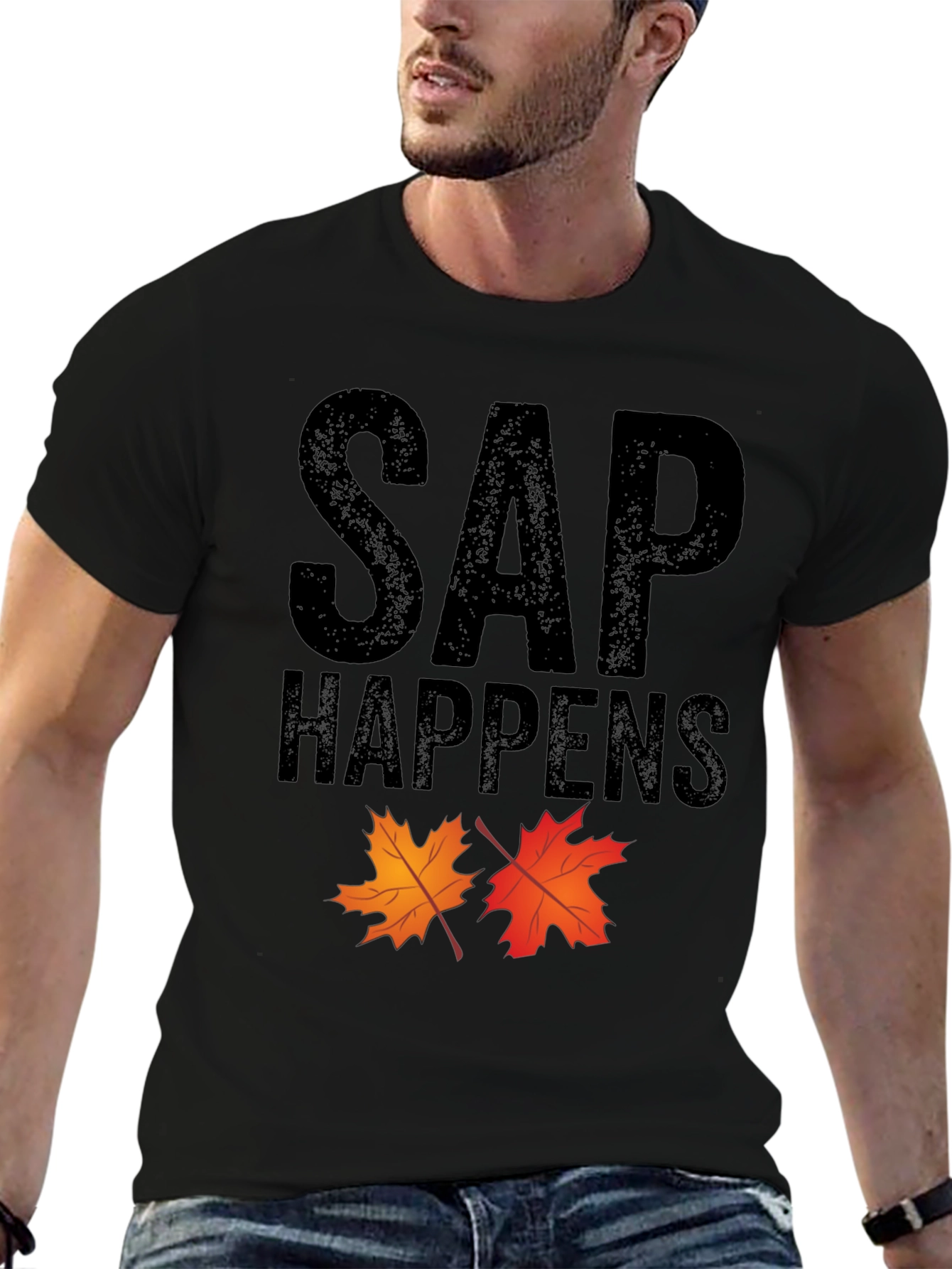 Black SAP Happens Maple Leaf Graphic Tee view 6
