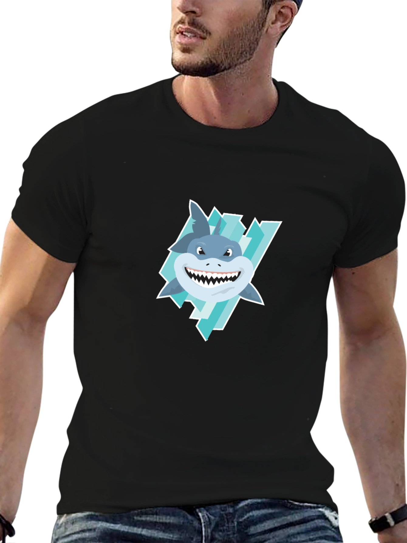 Black Shark Graphic Tee - Men's Black T-Shirt view 6