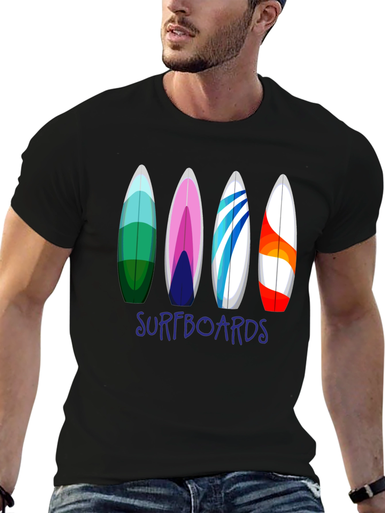 Black Surfboard T-Shirt - Beach Lover Tee view 6