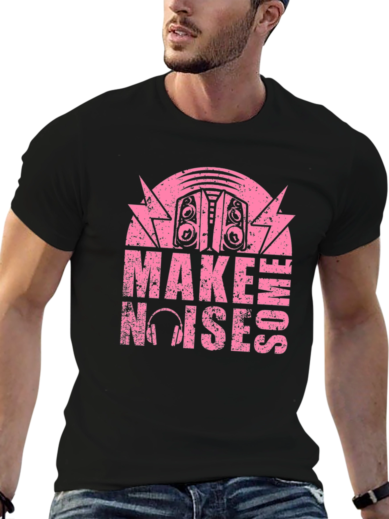 Black Make Some Noises Graphic T-Shirt view 6