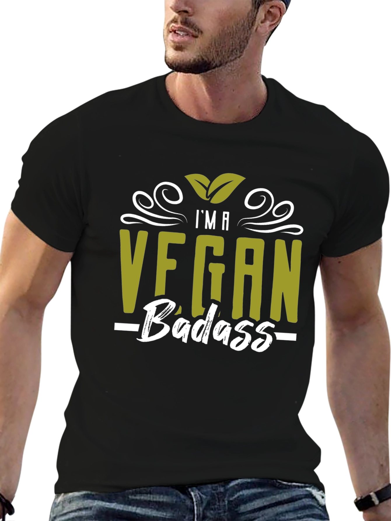 Black Vegan Badass T-Shirt - Stylish Vegan Pride Tee view 6