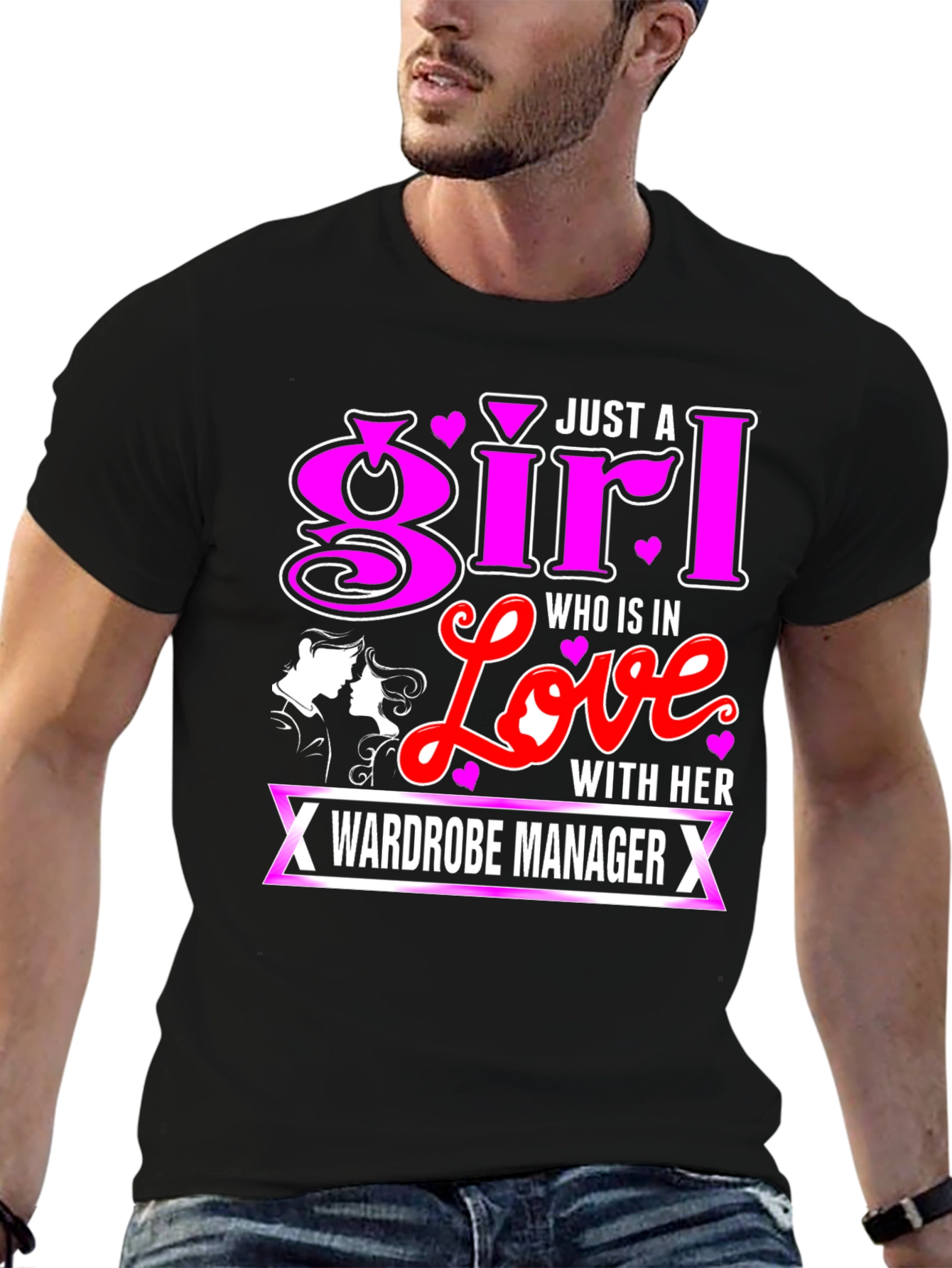 Black Wardrobe Manager Girl in Love Graphic T-Shirt view 6