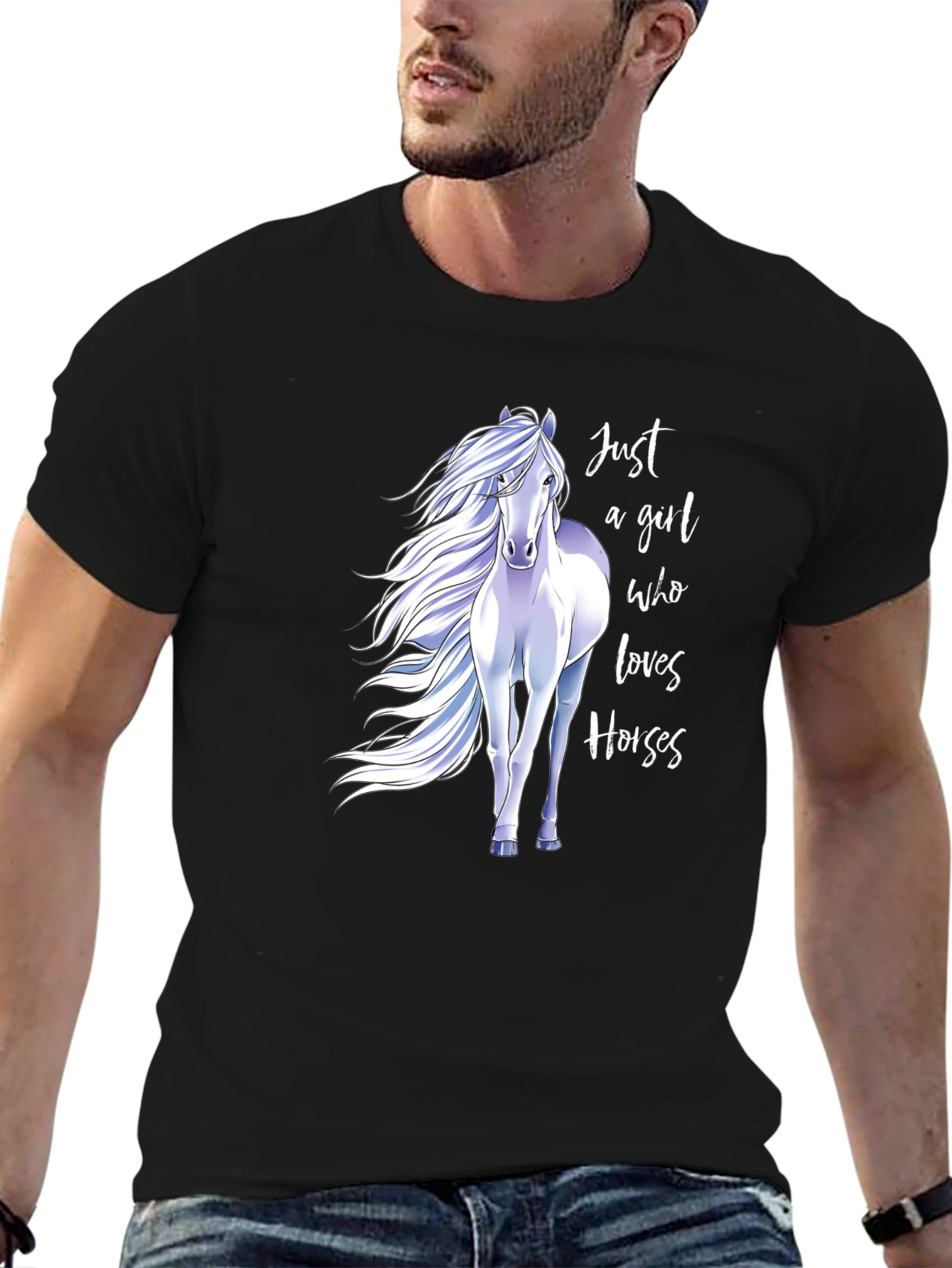 Black Just A Girl Who Loves Horses Graphic Tee - Black view 6