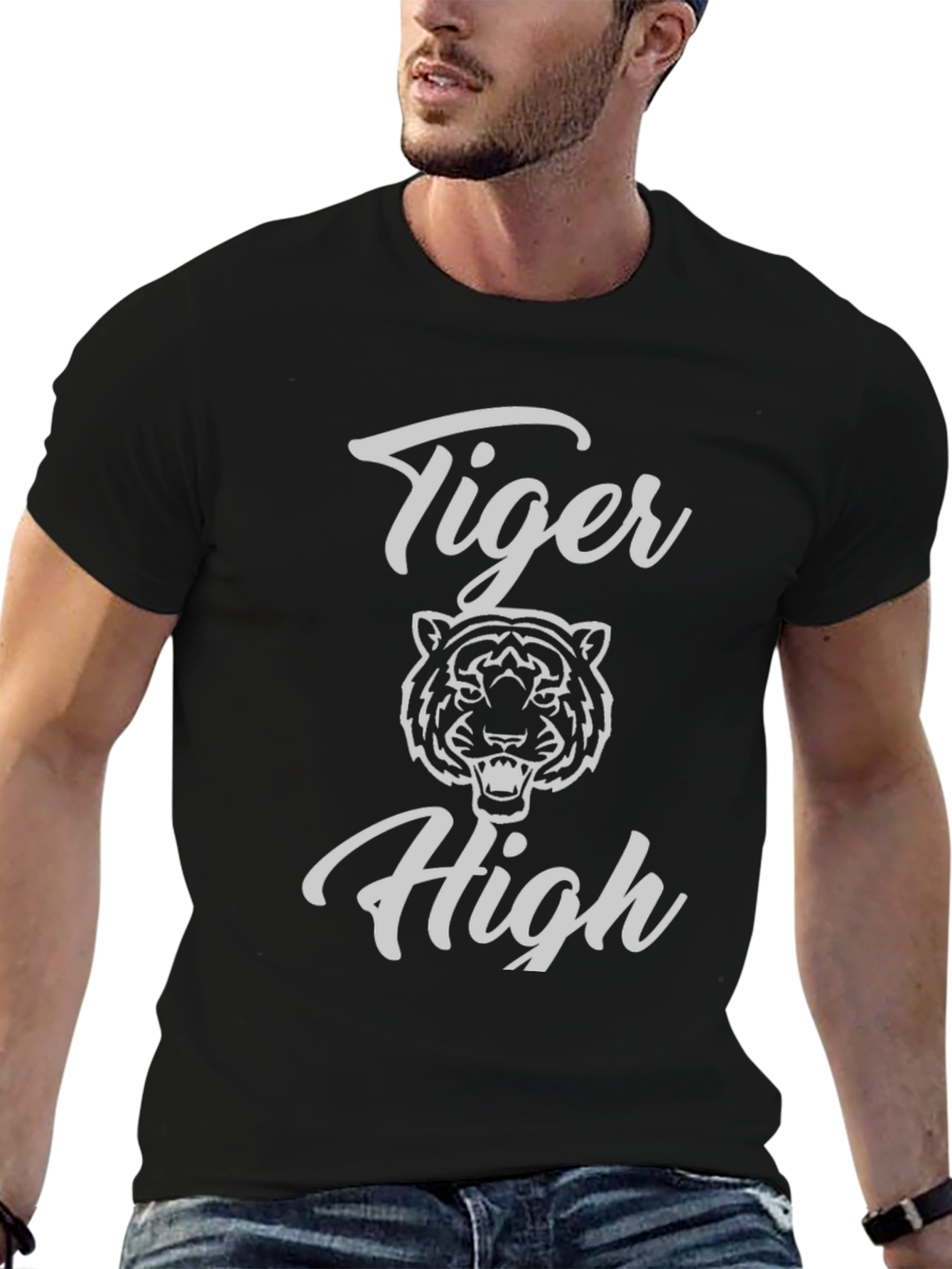 Black Tiger High T-Shirt - Black Graphic Tee view 6