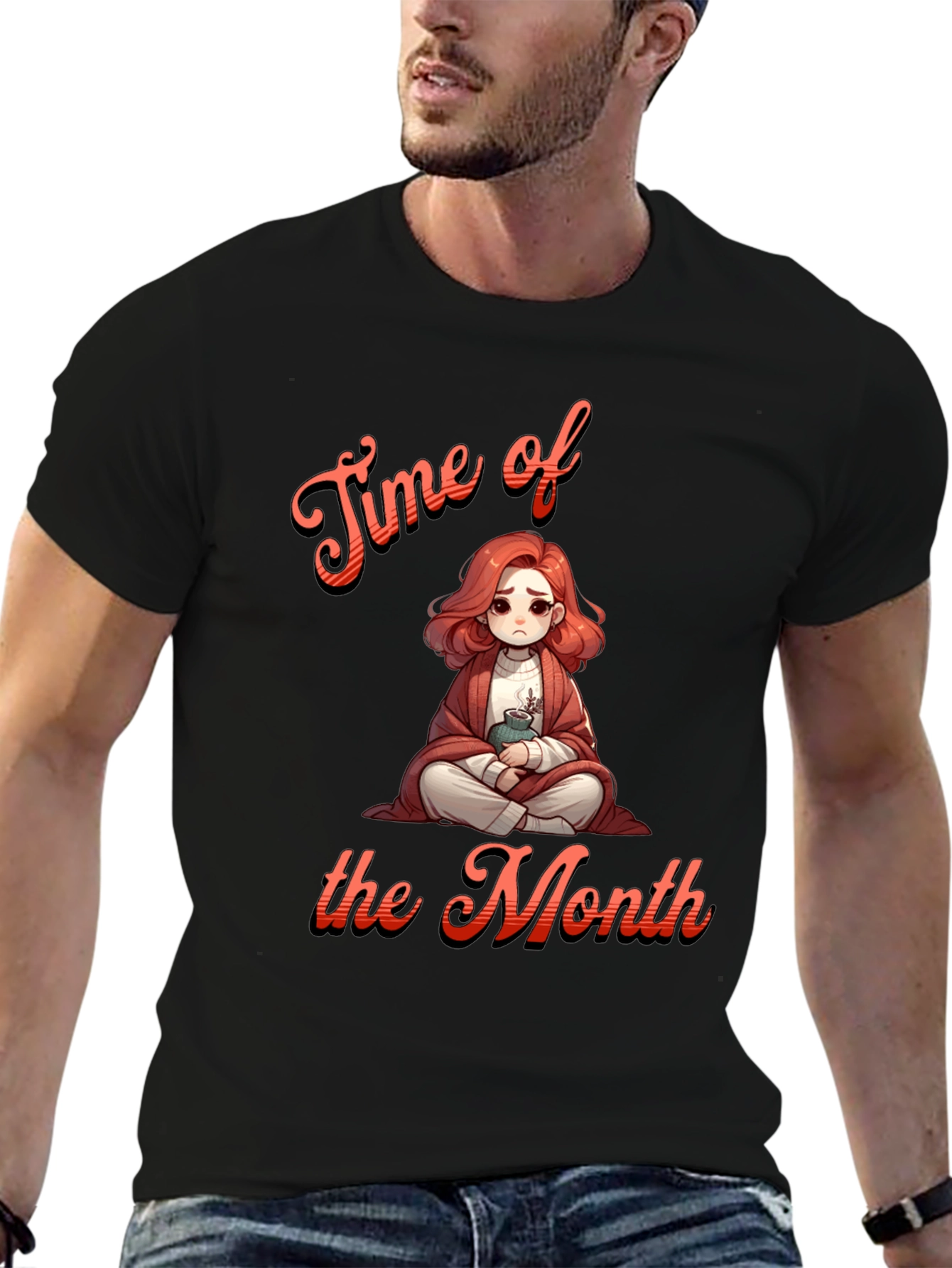 Black Time of the Month Graphic T-Shirt Funny Period Tee view 6