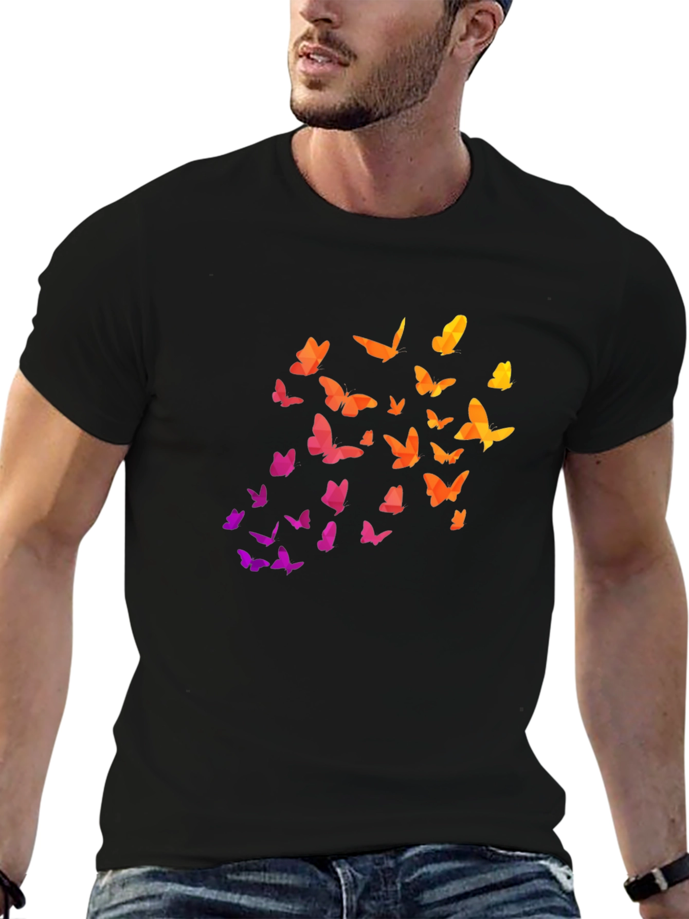 Black Butterfly Gradient Tee - Stylish Comfort view 6