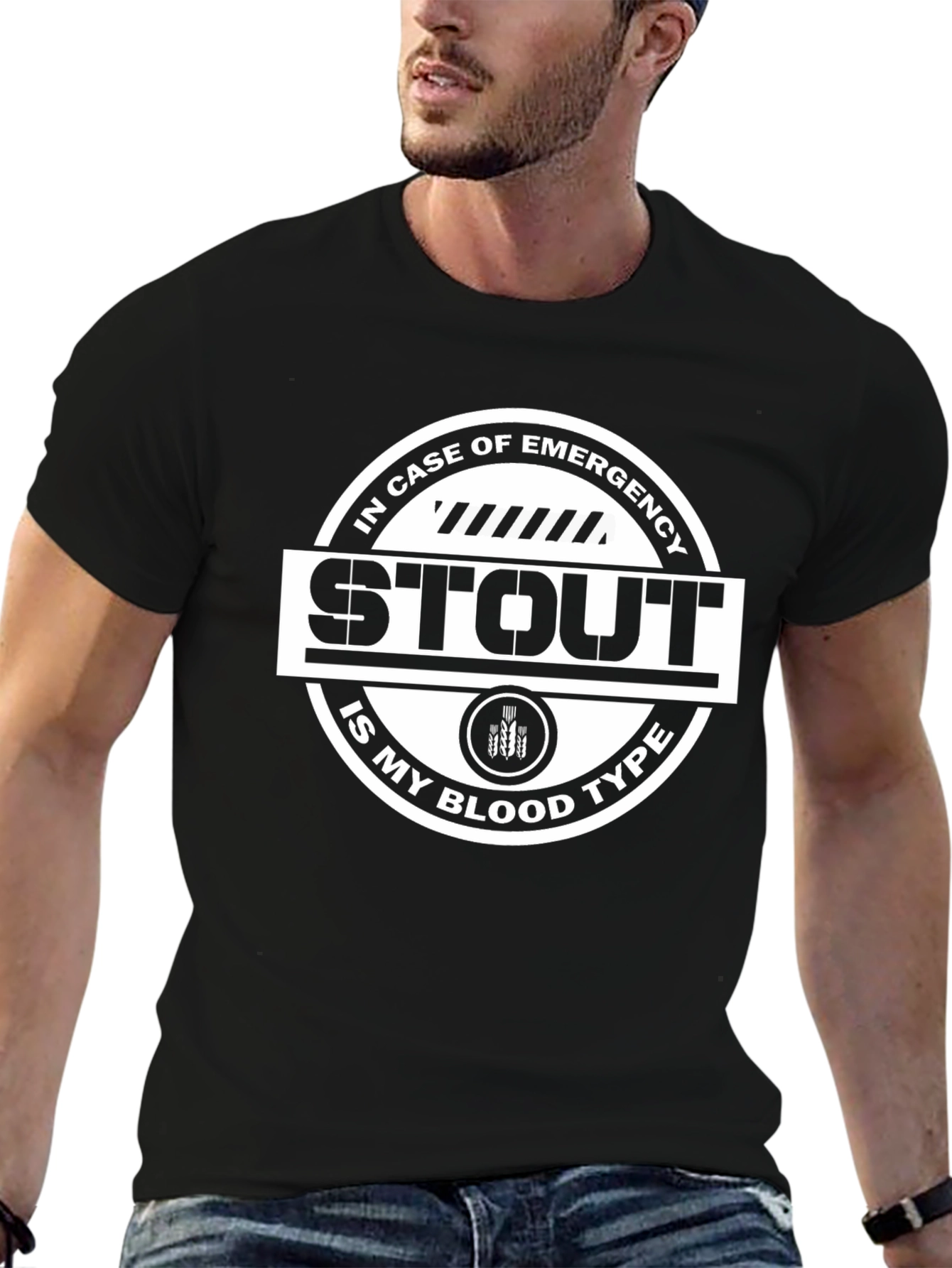 Black Stout Beer Blood Type Funny T-Shirt view 6