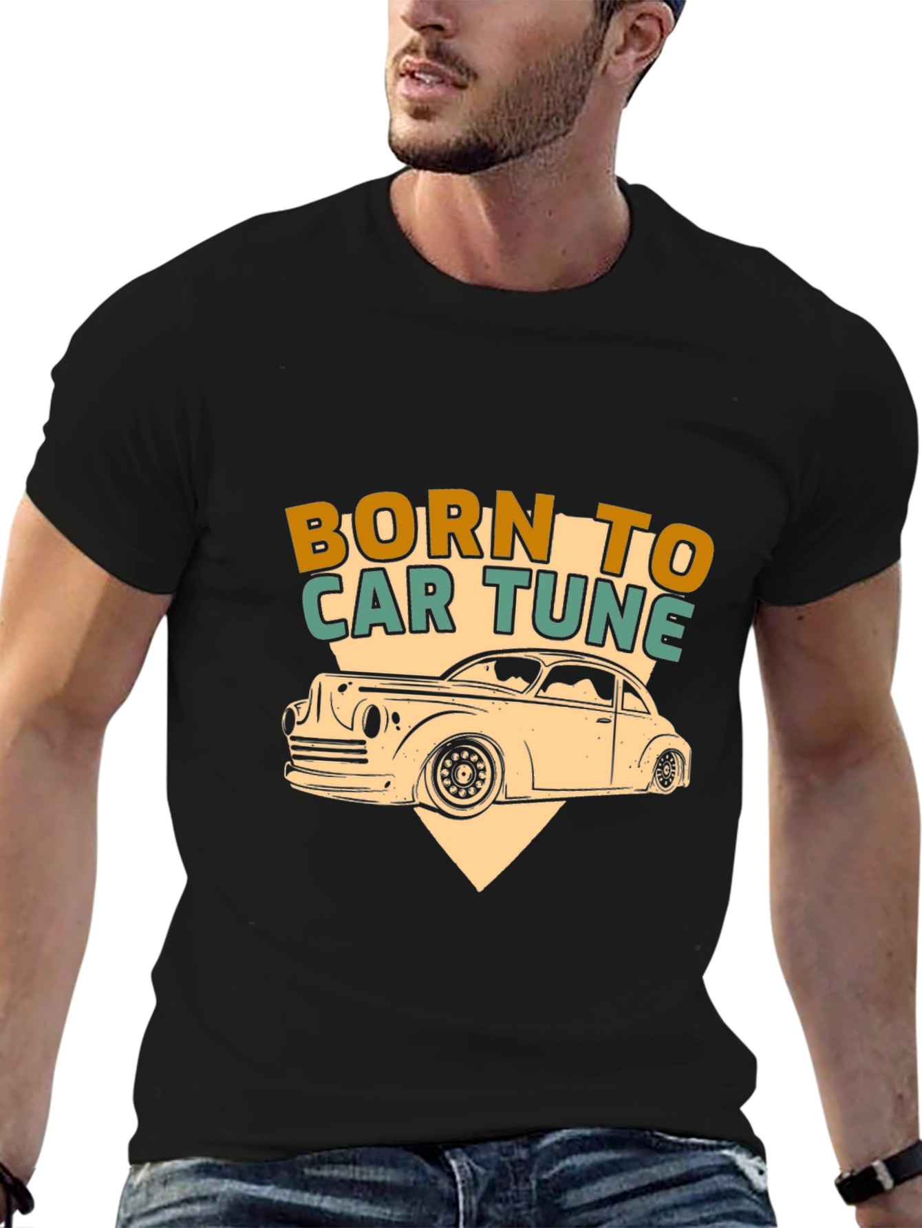 Black Born to Car Tune Graphic T-Shirt view 6