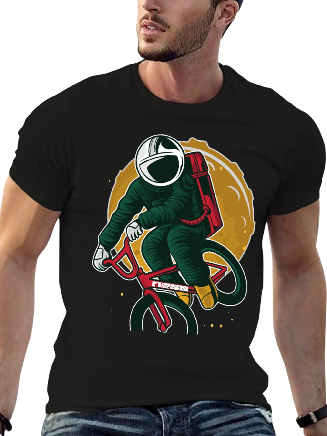 Black Astronaut Biker Graphic T-Shirt view 6