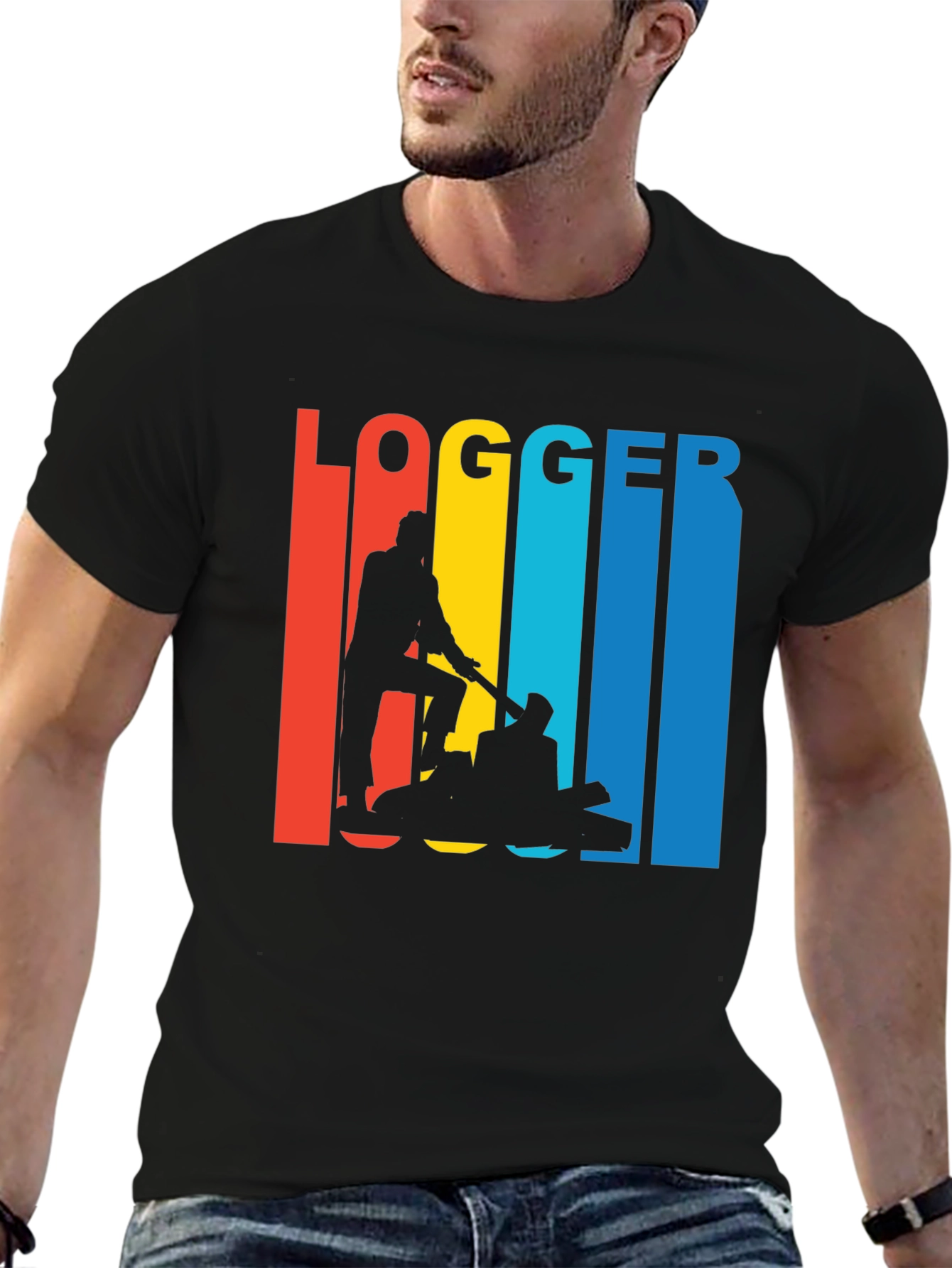 Black Logger Retro T-Shirt - Lumberjack Graphic Tee view 6