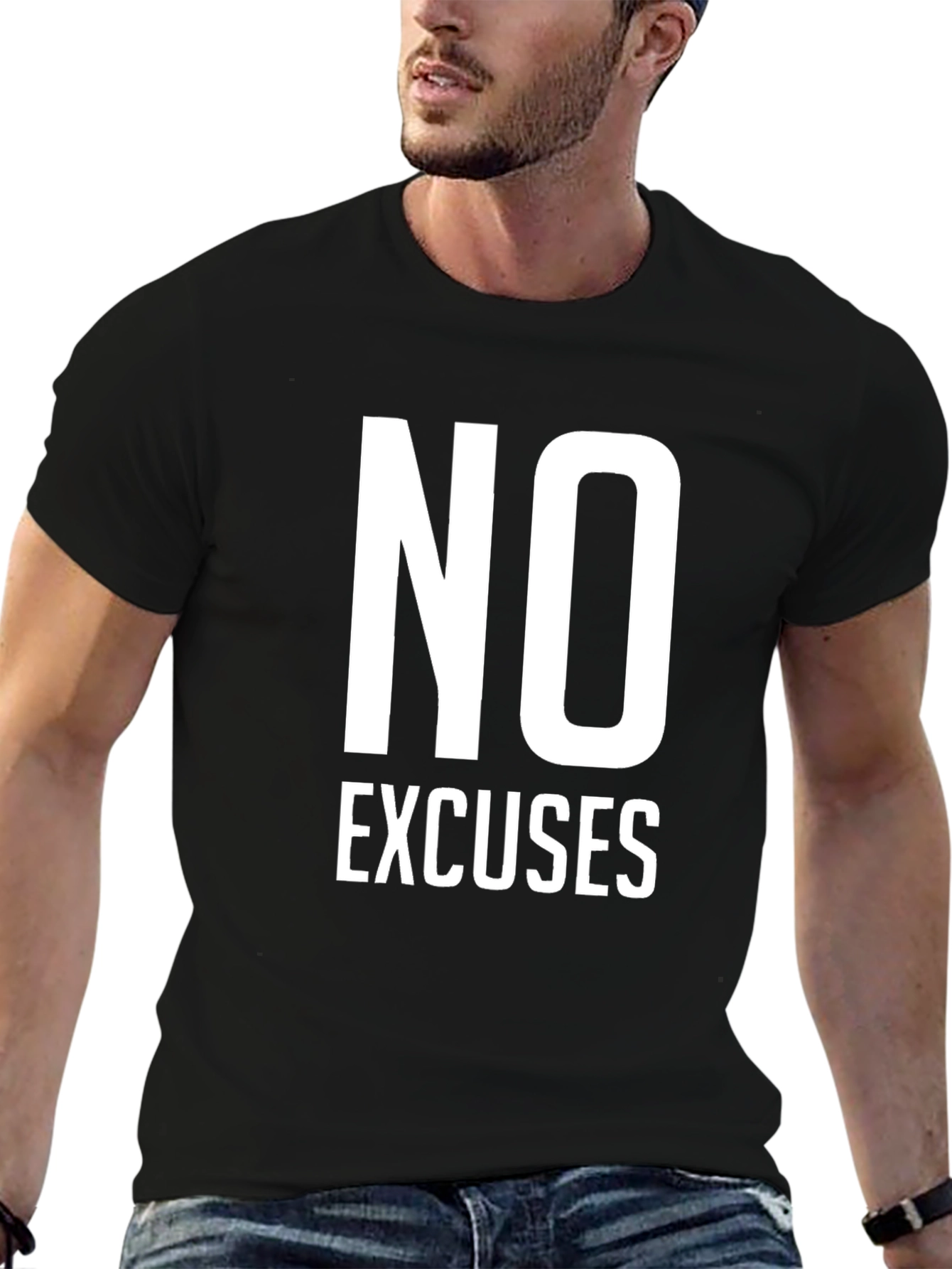 Black No Excuses Graphic Tee - Motivational Men's T-Shirt view 6