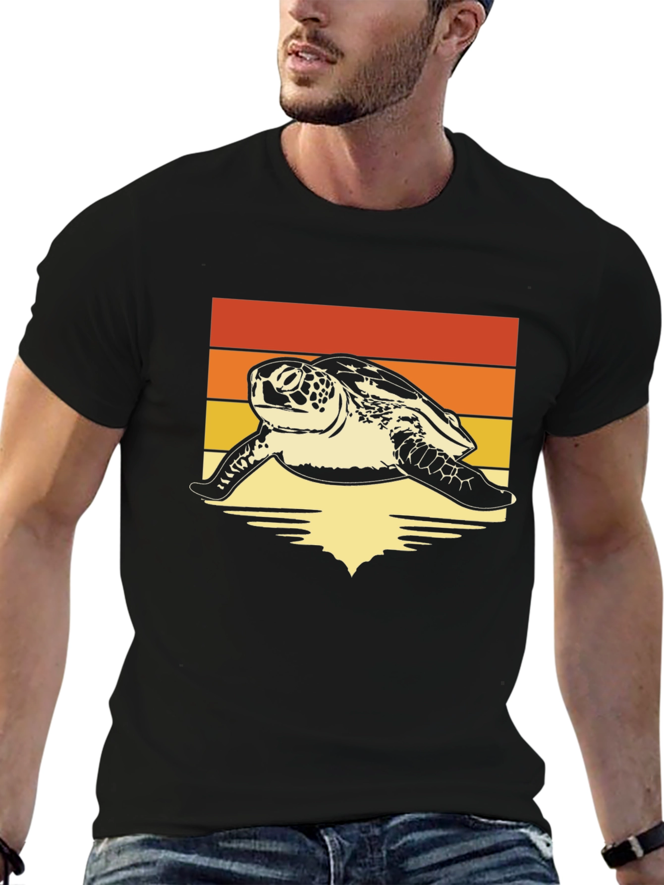 Black Retro Sea Turtle T-Shirt - Vintage Style Ocean Tee view 6