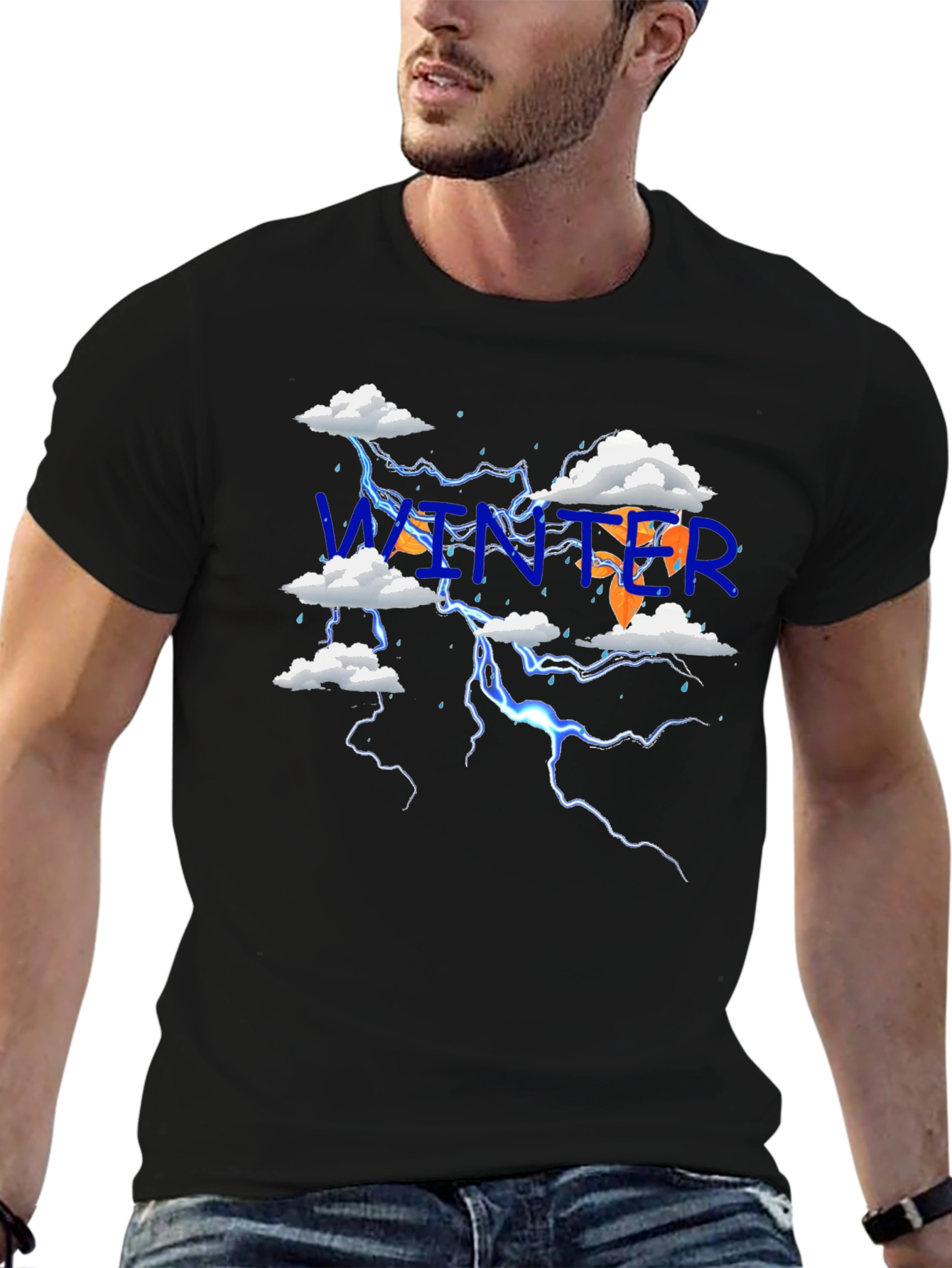 Black Winter Lightning T-Shirt view 6